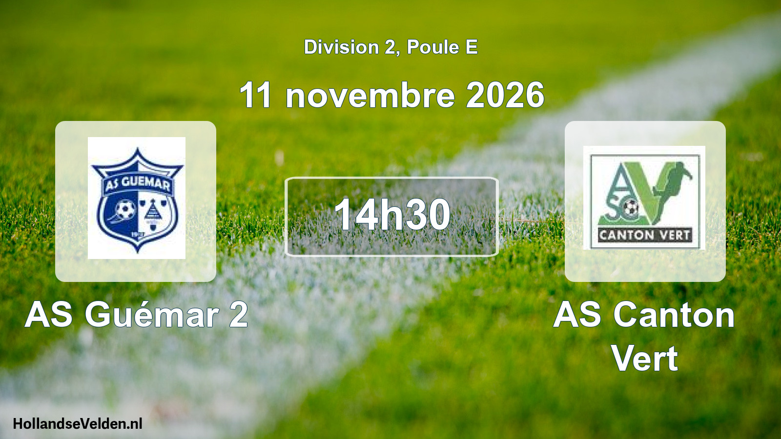 Match programmé: AS Guémar 2 - AS Canton Vert (11 novembre 2026)