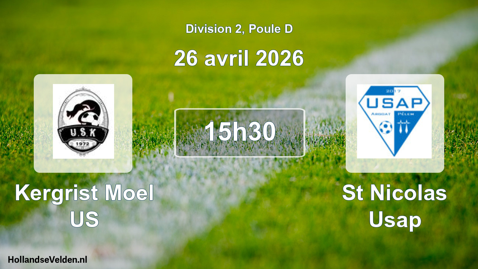 Geplande wedstrijd: Kergrist Moel US - St Nicolas Usap (26 april 2026)