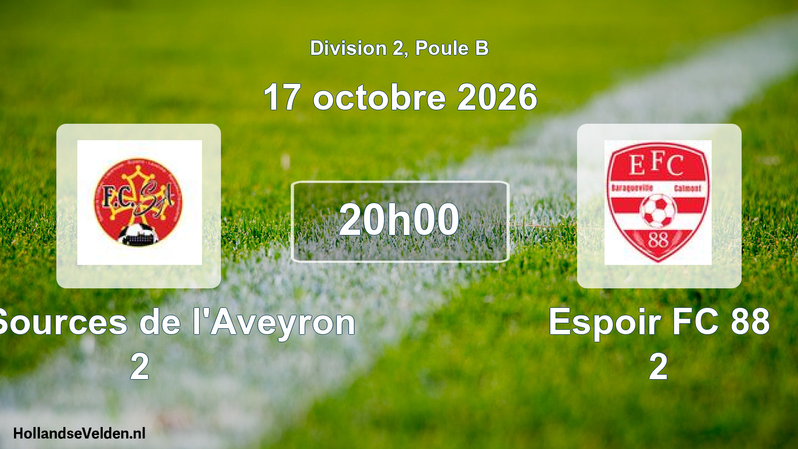 Match programmé: FC Sources de l'Aveyron 2 - Espoir FC 88 2 (17 octobre 2026)