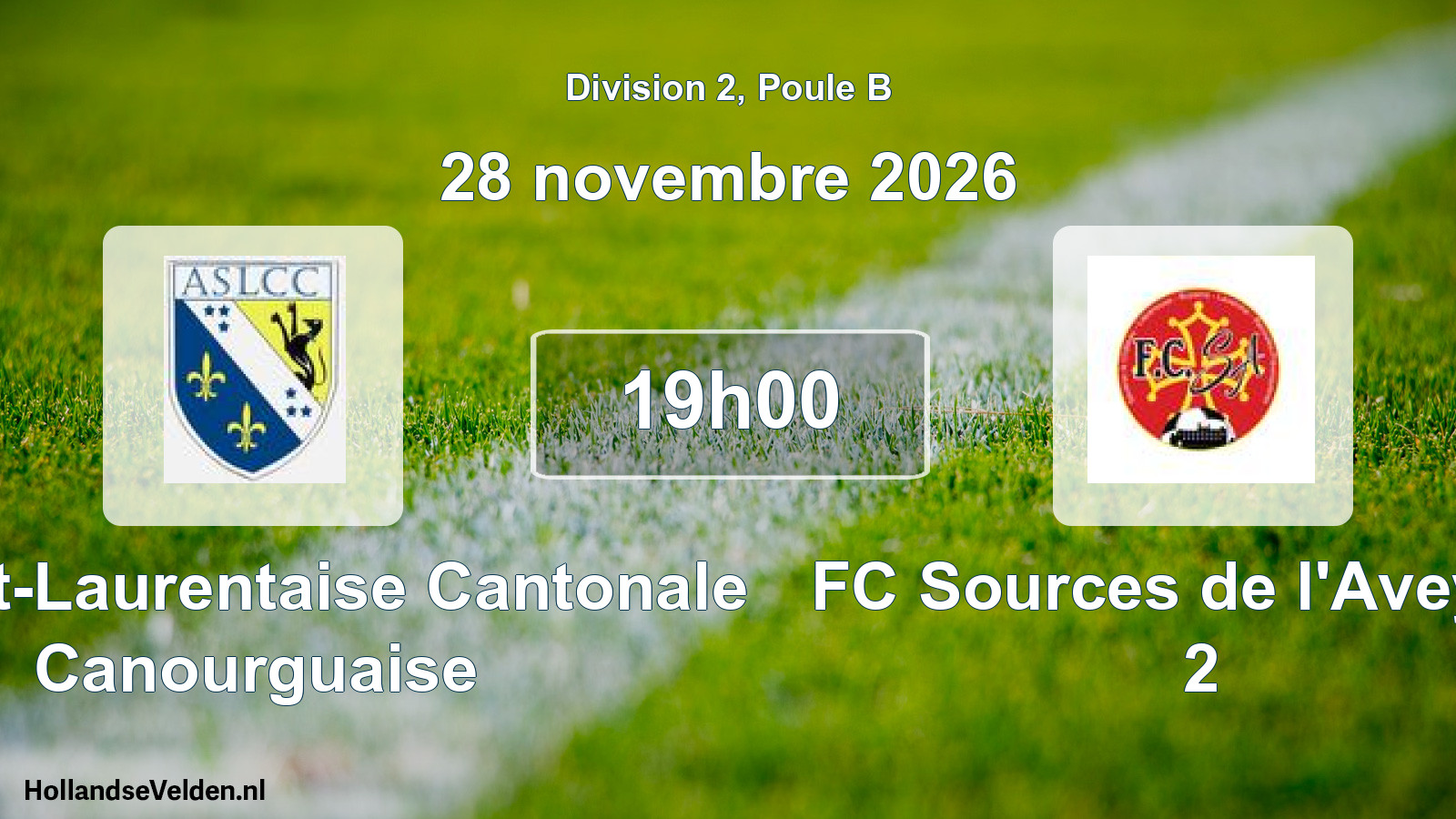 Match programmé: A. Saint-Laurentaise Cantonale Canourguaise - FC Sources de l'Aveyron 2 (28 novembre 2026)