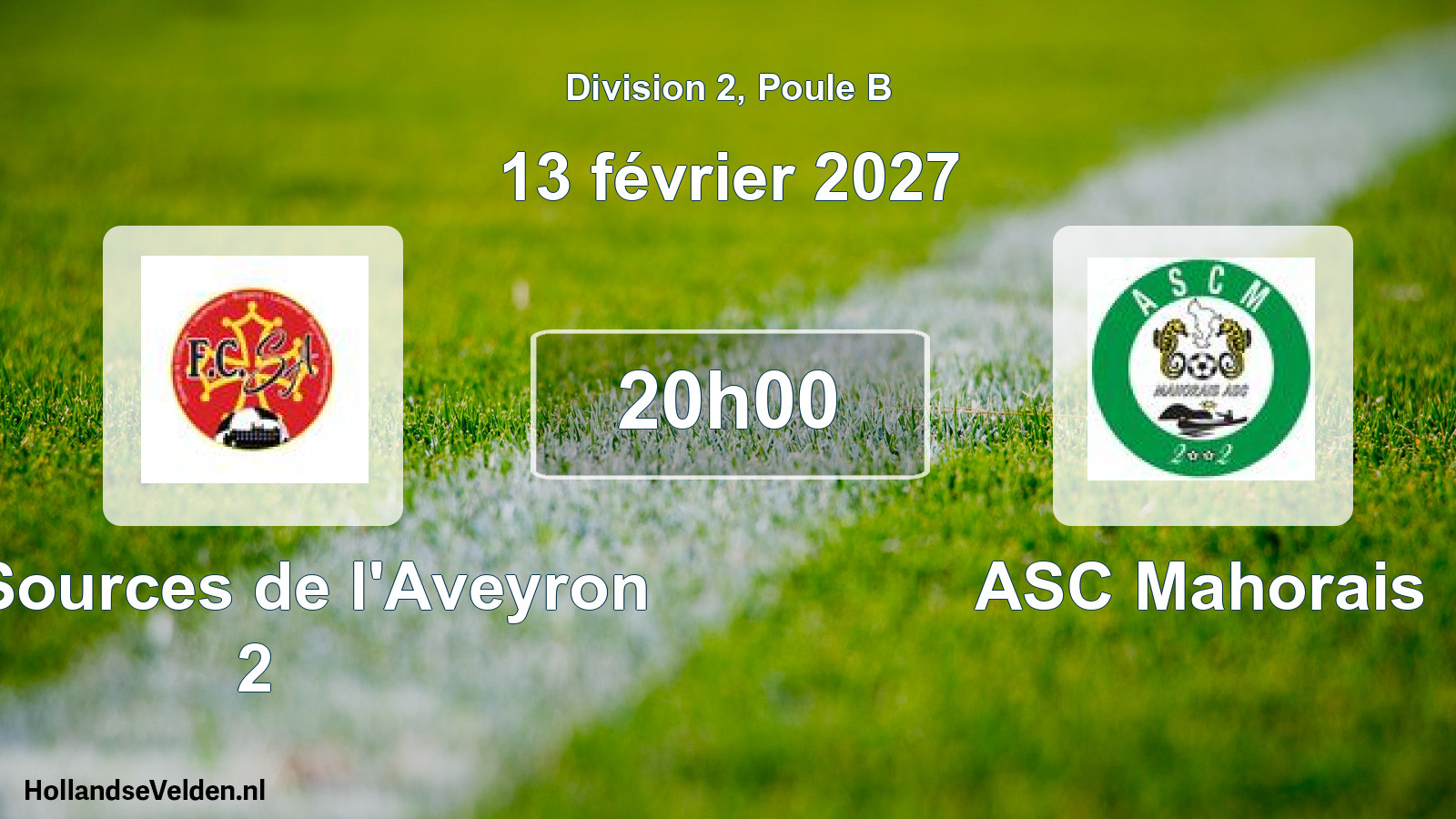 Match programmé: FC Sources de l'Aveyron 2 - ASC Mahorais (13 février 2027)