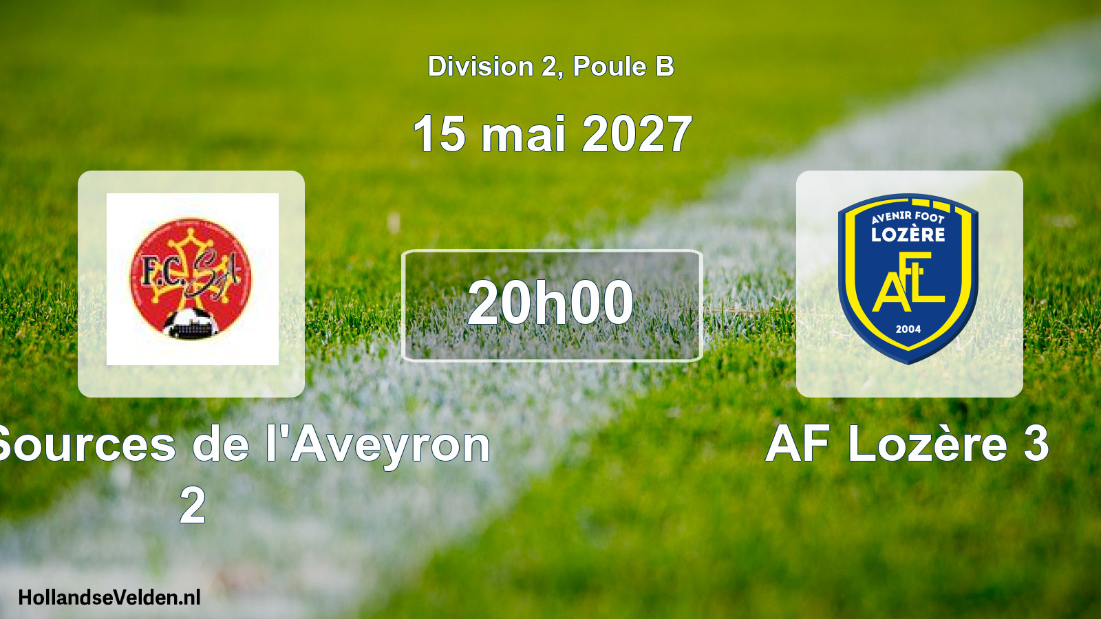 Match programmé: FC Sources de l'Aveyron 2 - AF Lozère 3 (15 mai 2027)