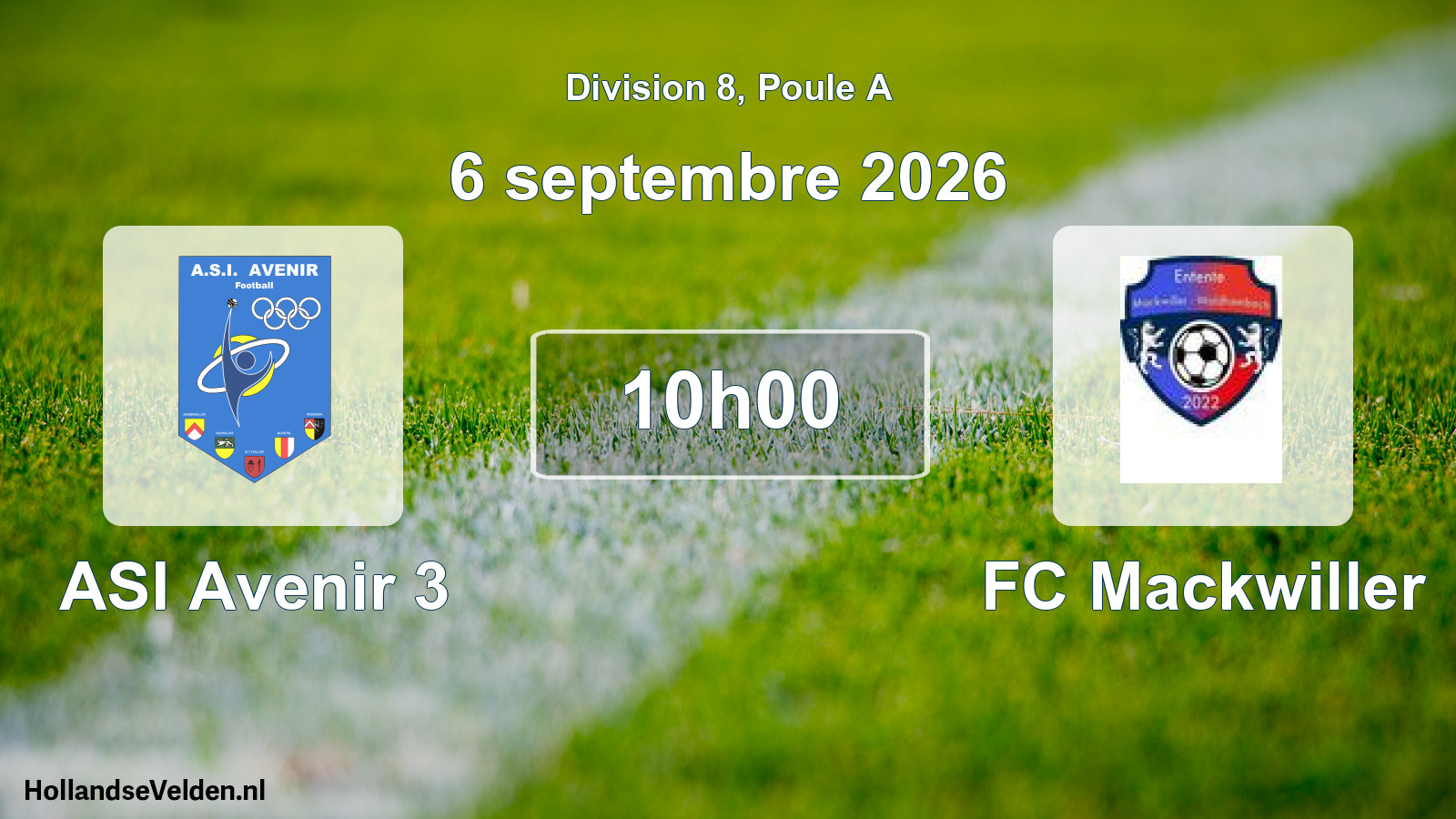 Scheduled Match: ASI Avenir 3 - FC Mackwiller (6 September 2026)