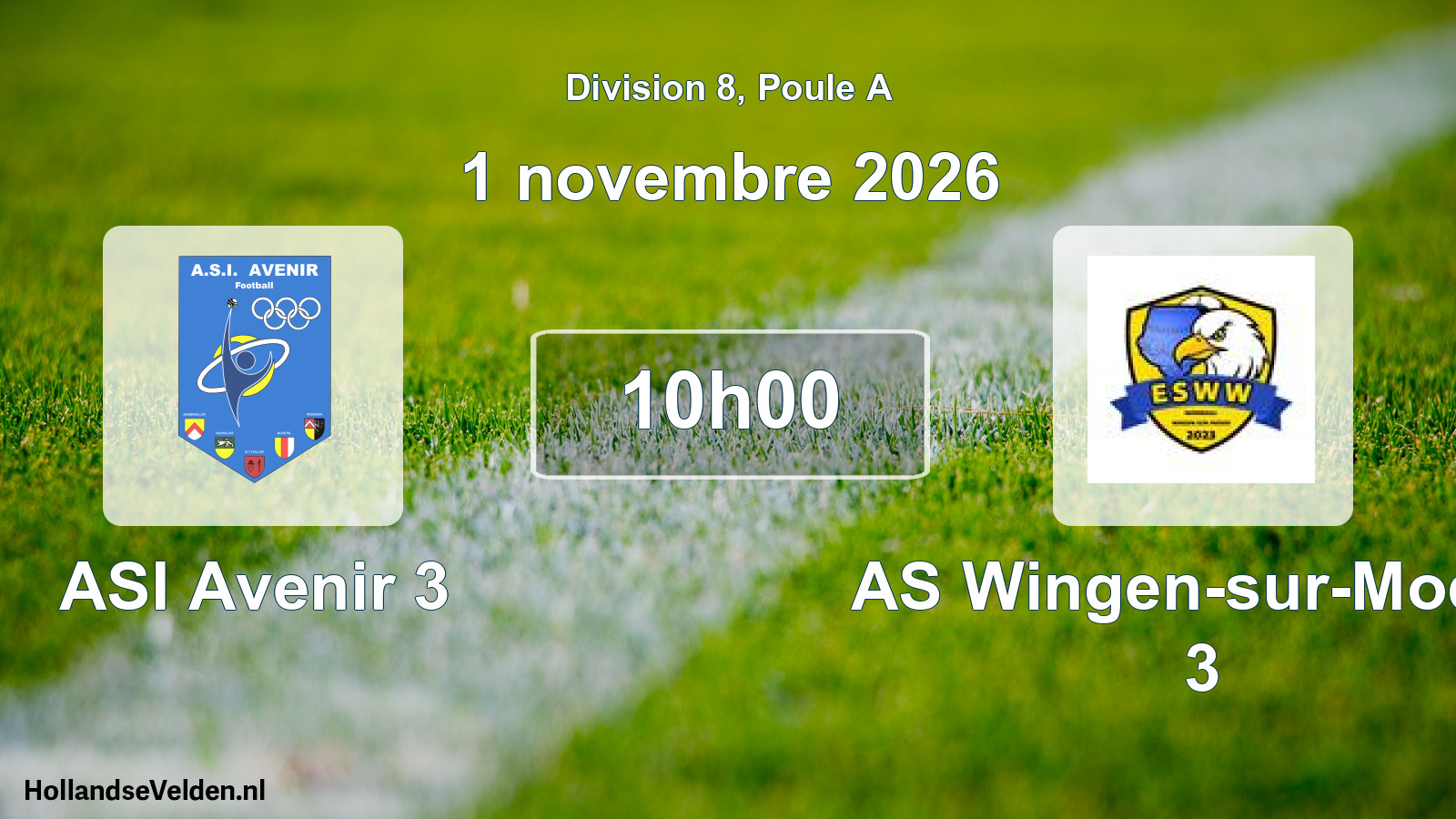 Scheduled Match: ASI Avenir 3 - AS Wingen-sur-Moder 3 (1 November 2026)