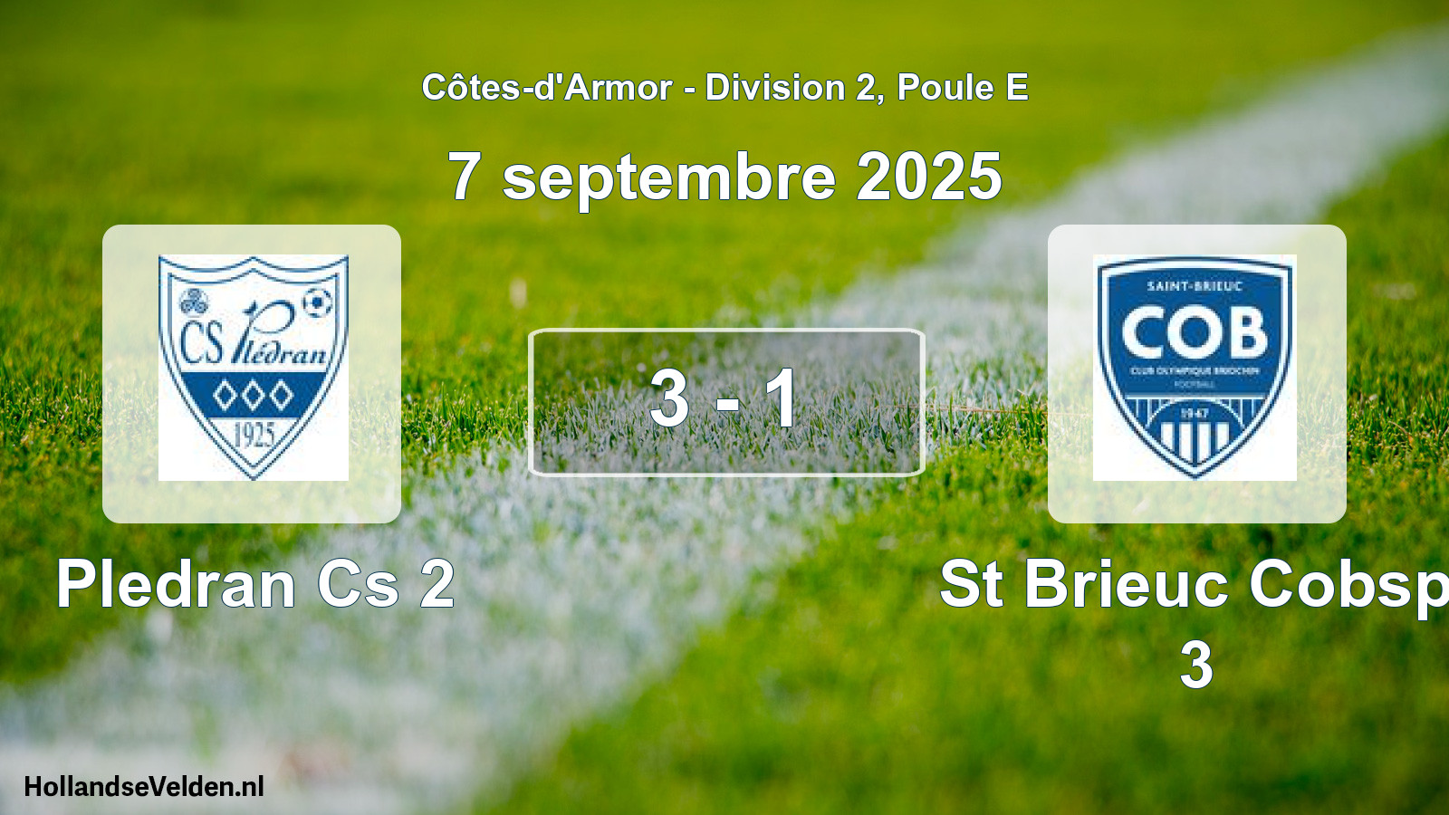 Gespeelde wedstrijd: Pledran Cs 2 - St Brieuc Cobsp 3 3 - 1 (7 september 2025)