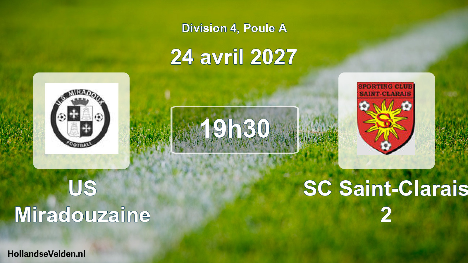 Match programmé: US Miradouzaine - SC Saint-Clarais 2 (24 avril 2027)