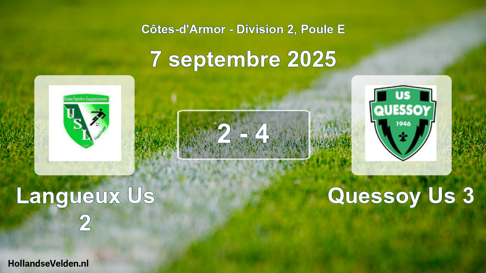 Gespeelde wedstrijd: Langueux Us 2 - Quessoy Us 3 2 - 4 (7 septembre 2025)