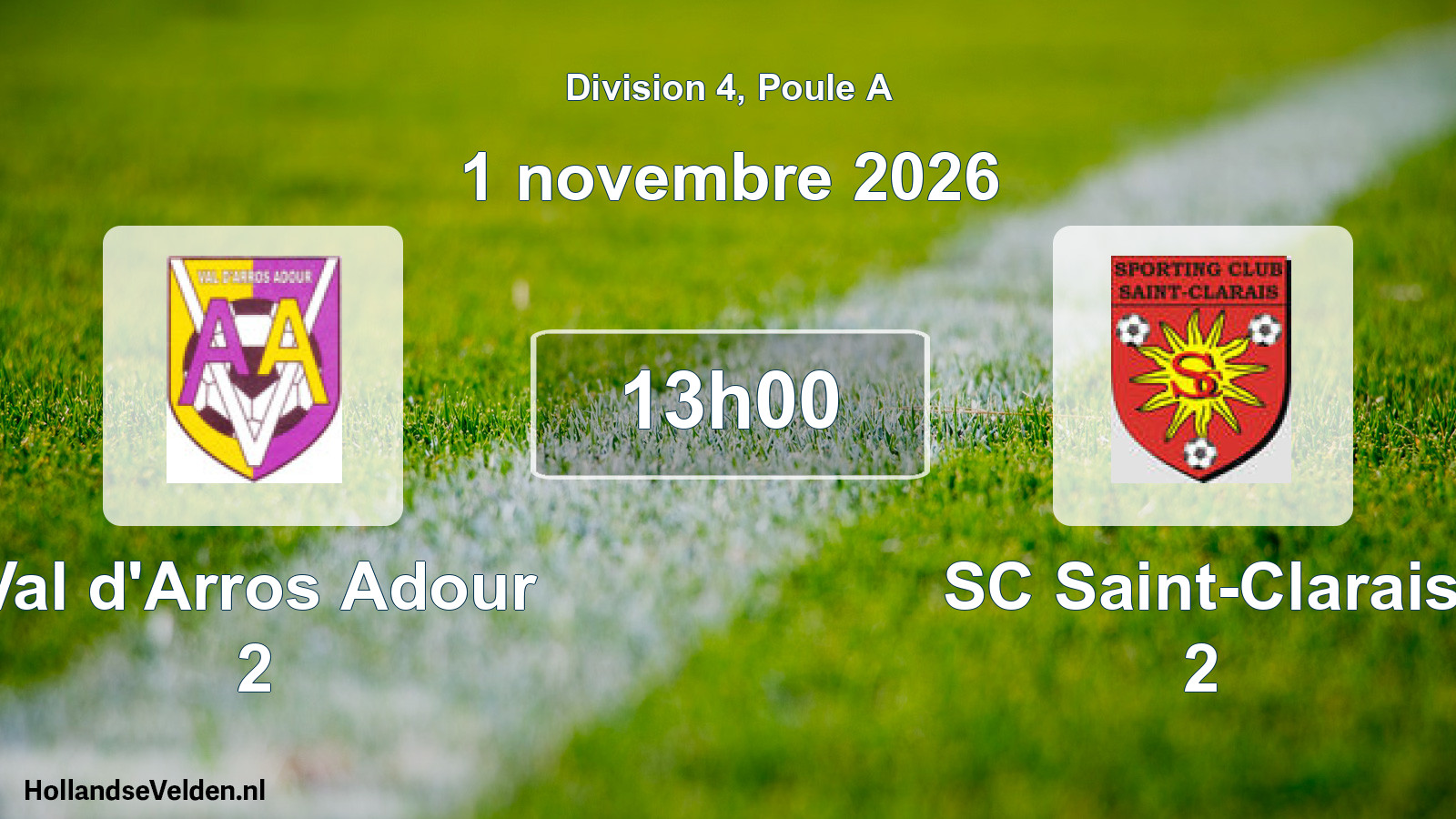 Match programmé: Val d'Arros Adour 2 - SC Saint-Clarais 2 (1 novembre 2026)
