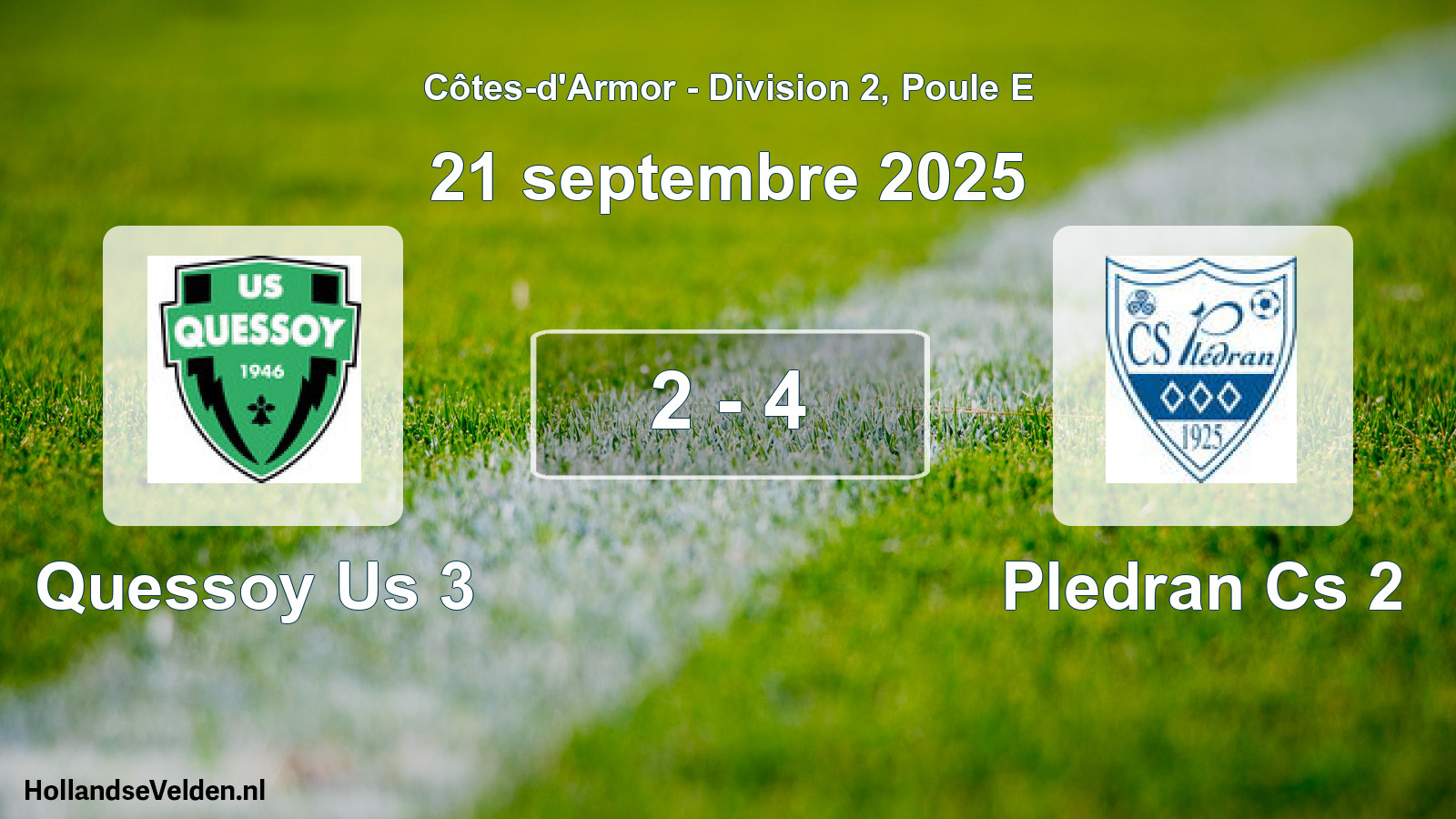 Gespeelde wedstrijd: Quessoy Us 3 - Pledran Cs 2 2 - 4 (21 septembre 2025)