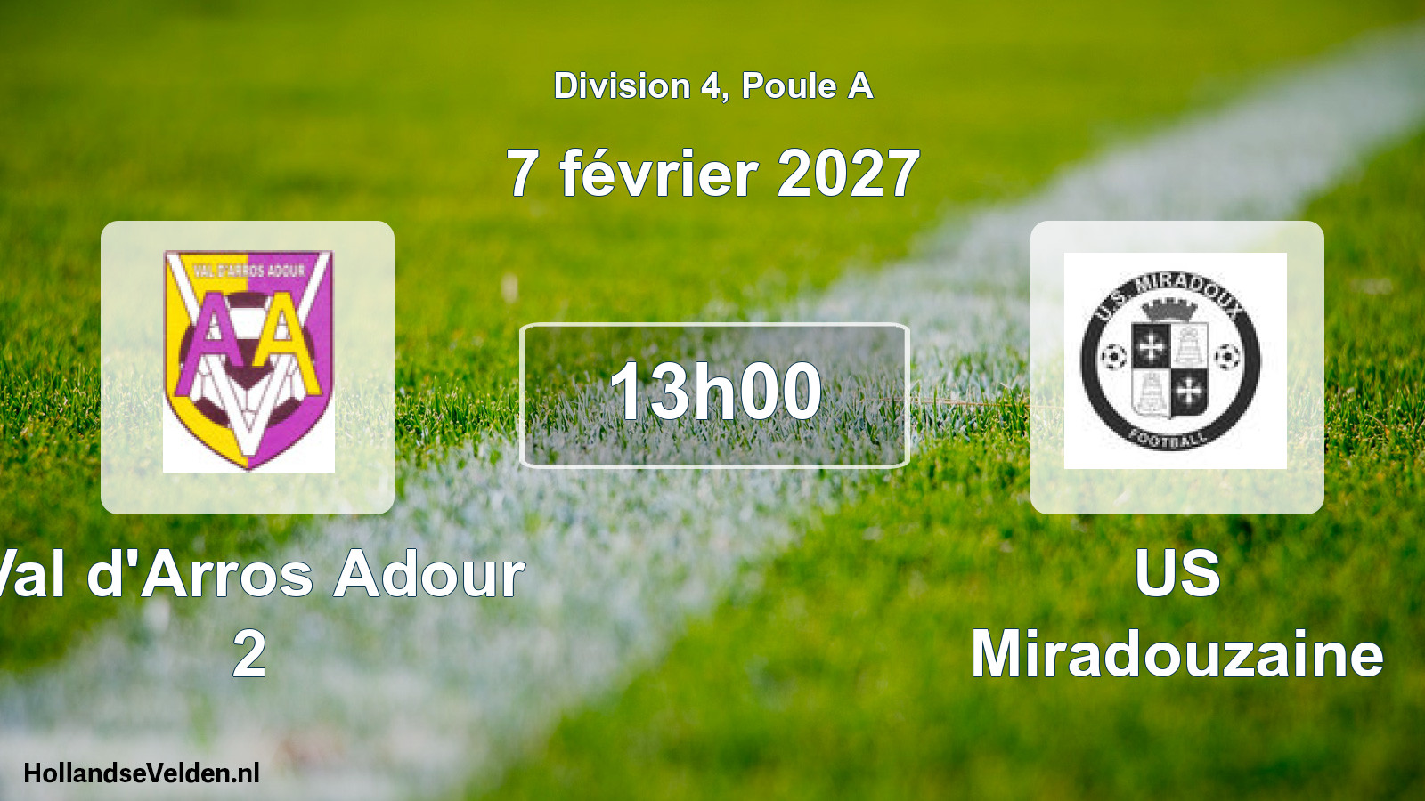 Match programmé: Val d'Arros Adour 2 - US Miradouzaine (7 février 2027)