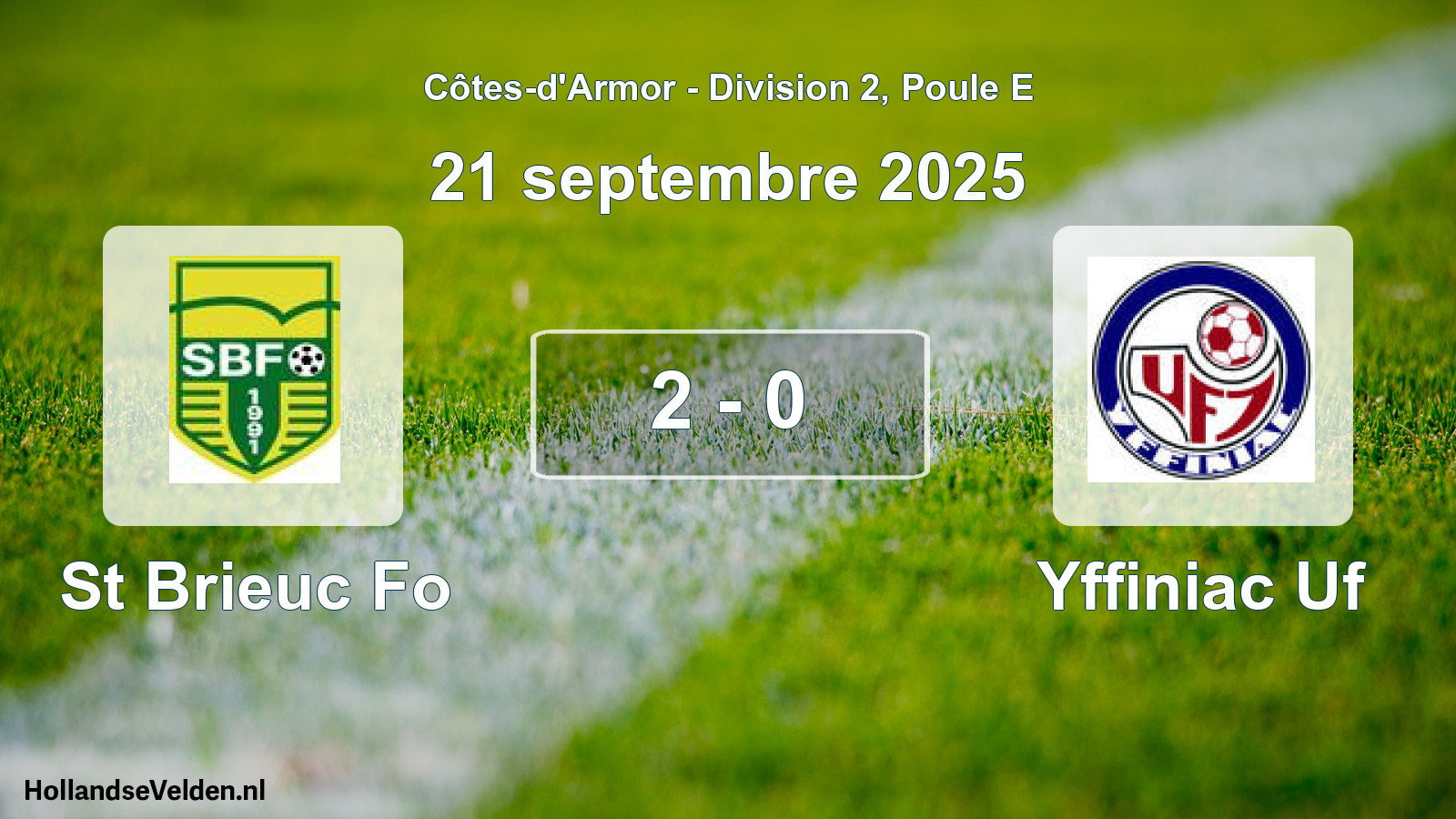 Gespeelde wedstrijd: St Brieuc Fo - Yffiniac Uf 2 - 0 (21 september 2025)