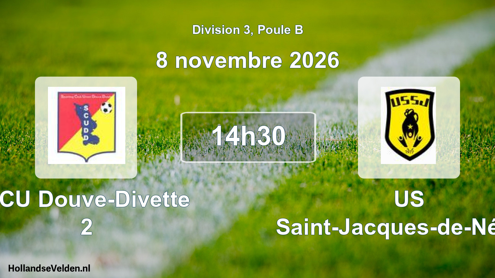 Match programmé: SCU Douve-Divette 2 - US Saint-Jacques-de-Néhou (8 novembre 2026)