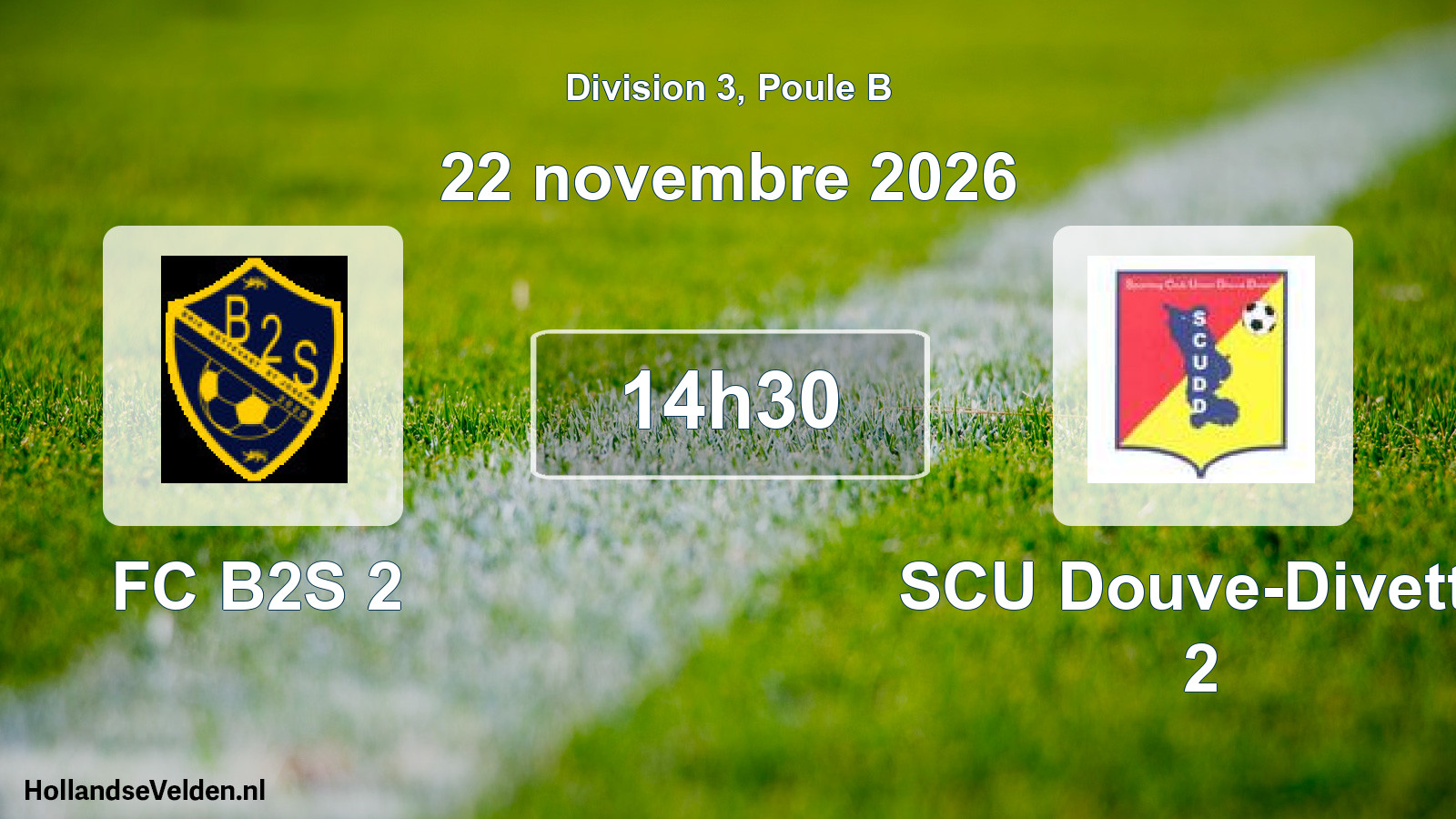 Match programmé: FC B2S 2 - SCU Douve-Divette 2 (22 novembre 2026)