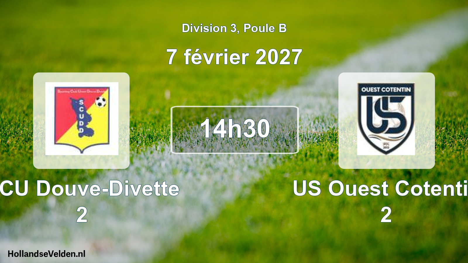Match programmé: SCU Douve-Divette 2 - US Ouest Cotentin 2 (7 février 2027)