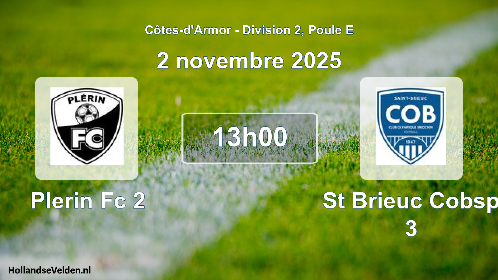 Geplande wedstrijd: Plerin Fc 2 - St Brieuc Cobsp 3 (2 novembre 2025)