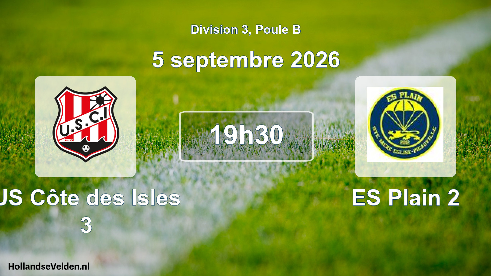 Match programmé: US Côte des Isles 3 - ES Plain 2 (5 septembre 2026)