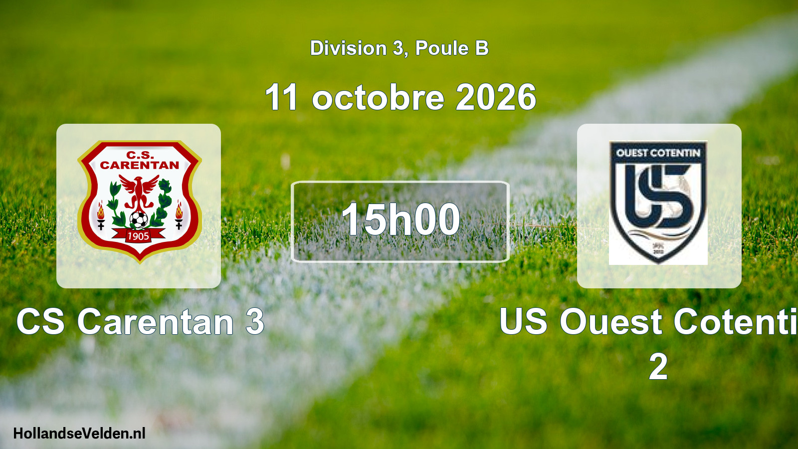 Match programmé: CS Carentan 3 - US Ouest Cotentin 2 (11 octobre 2026)