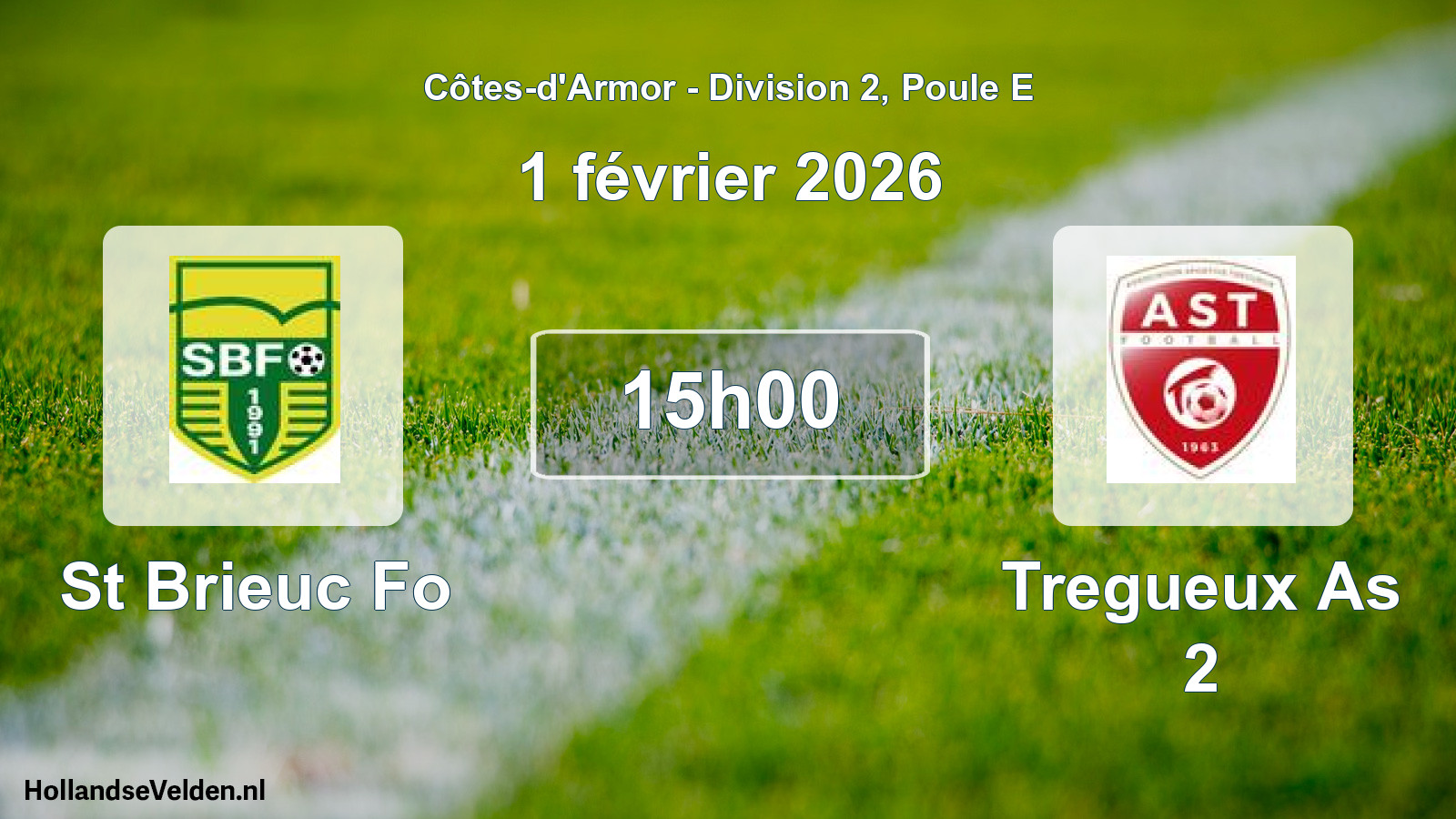 Geplande wedstrijd: St Brieuc Fo - Tregueux As 2 (1 février 2026)