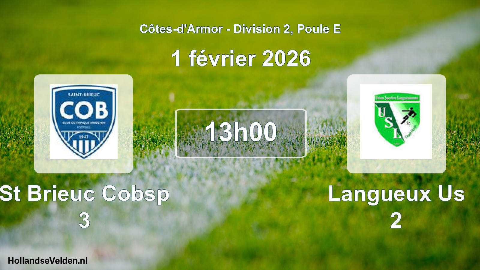 Geplande wedstrijd: St Brieuc Cobsp 3 - Langueux Us 2 (1 februari 2026)