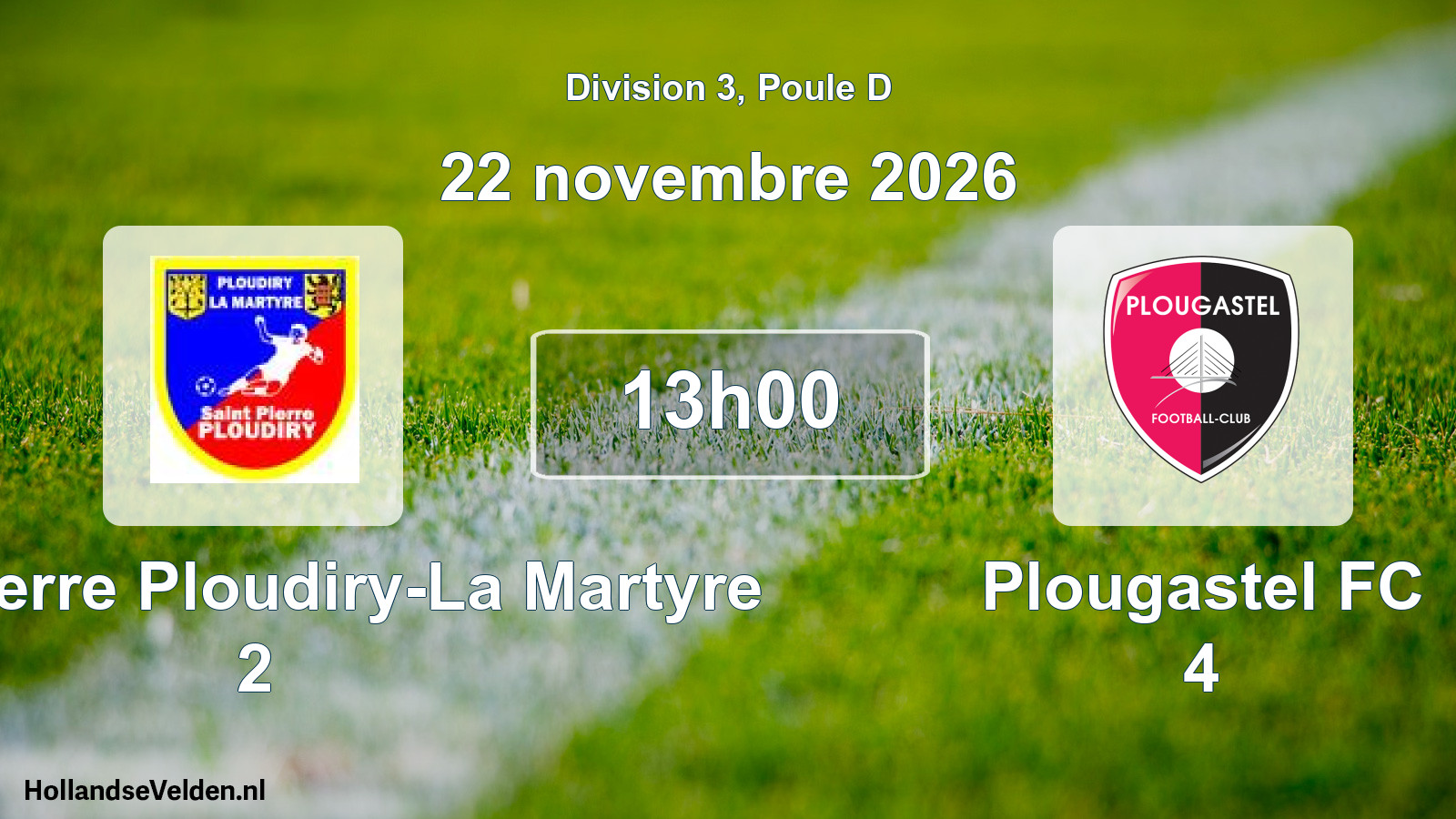 Match programmé: Saint Pierre Ploudiry-La Martyre 2 - Plougastel FC 4 (22 novembre 2026)