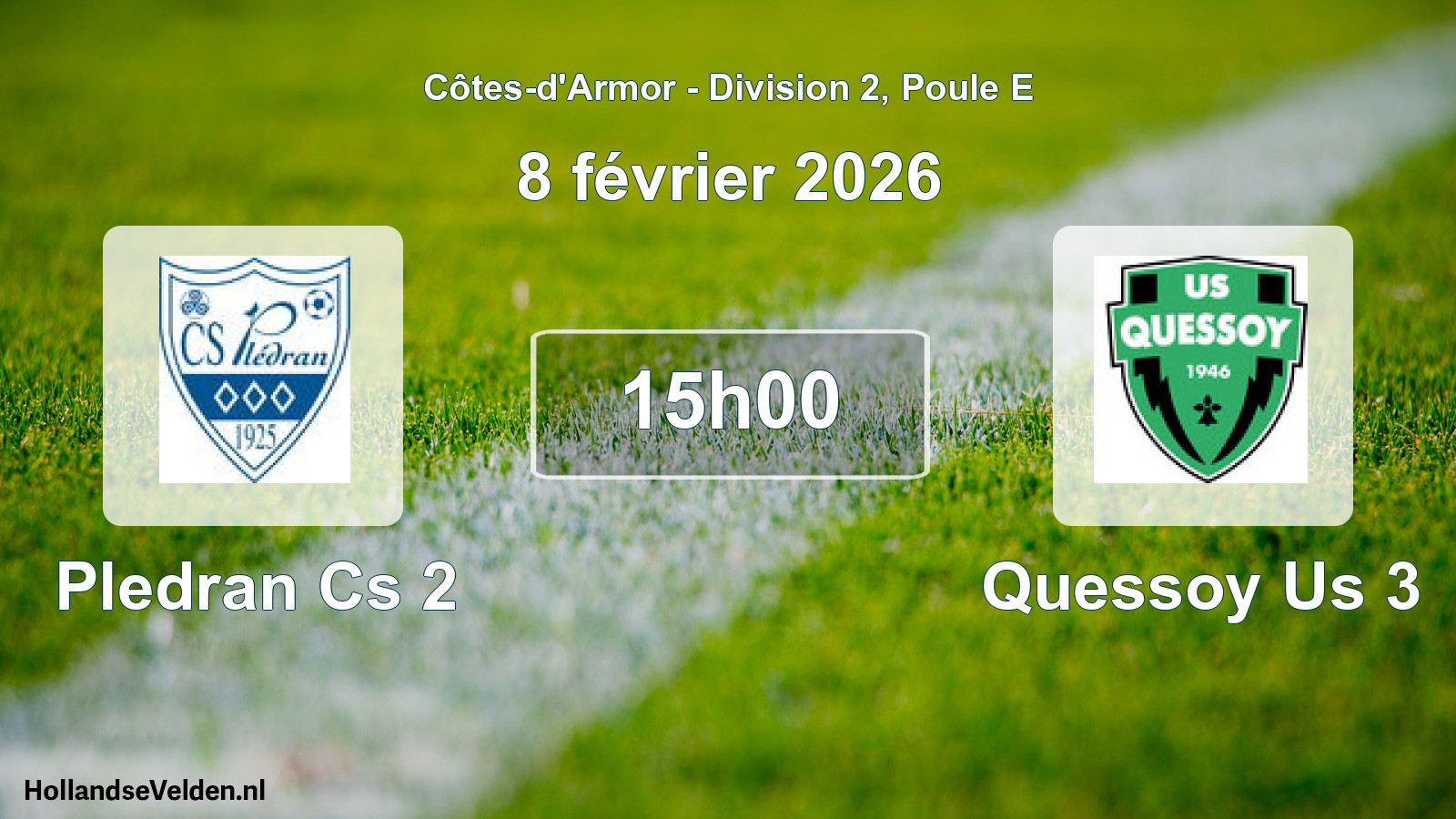 Geplande wedstrijd: Pledran Cs 2 - Quessoy Us 3 (8 février 2026)