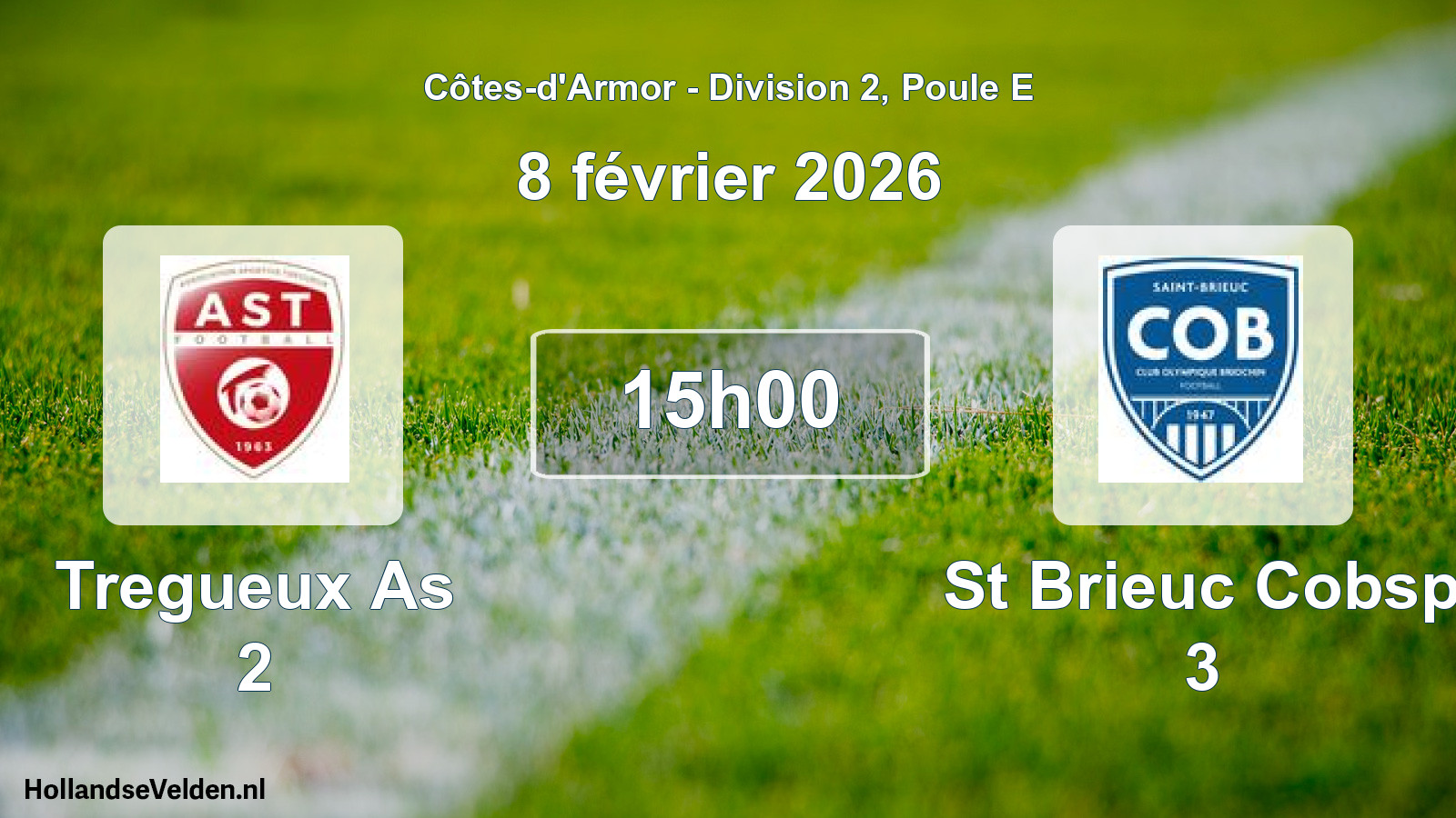 Geplande wedstrijd: Tregueux As 2 - St Brieuc Cobsp 3 (8 février 2026)
