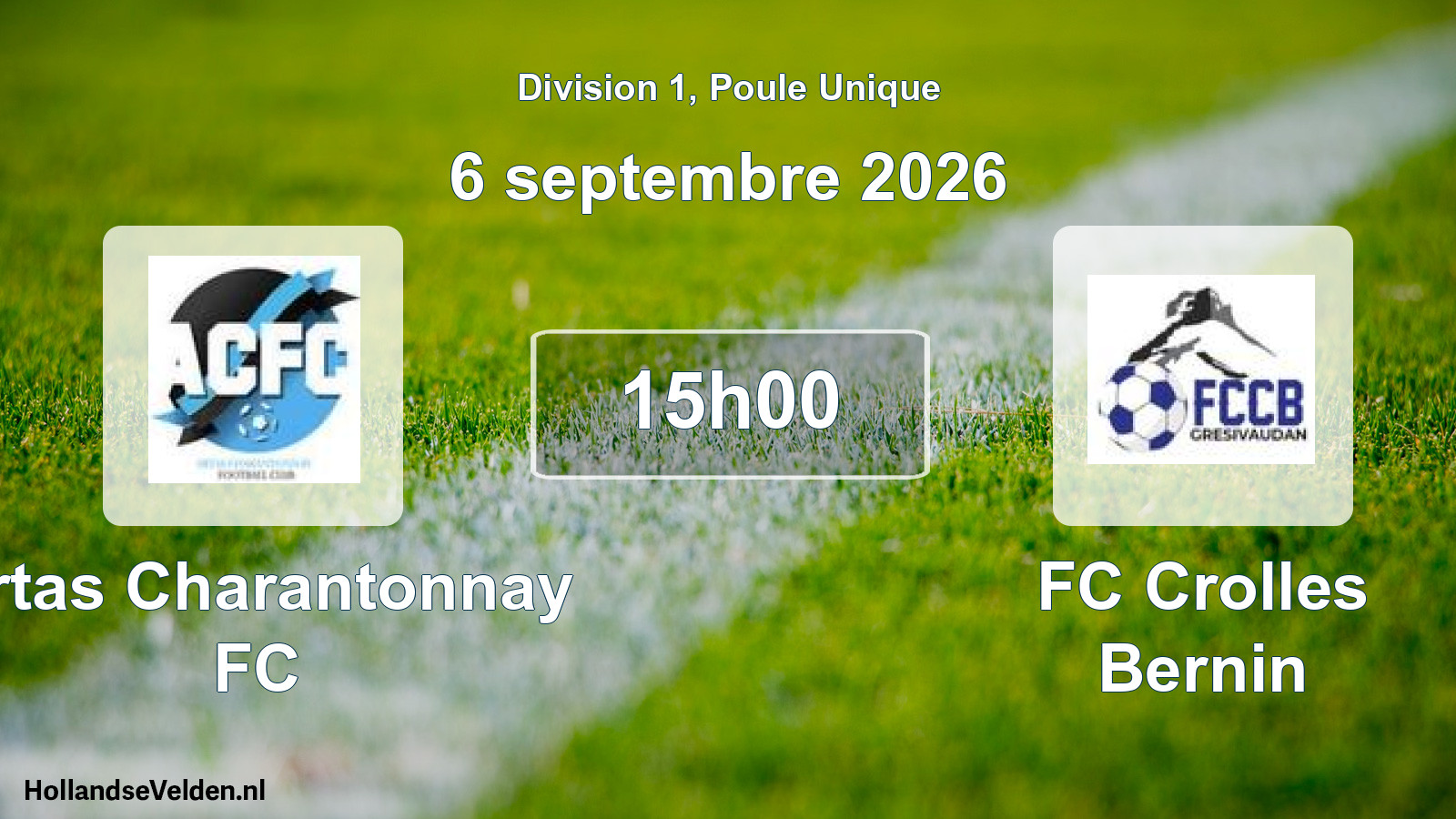 Scheduled Match: Artas Charantonnay FC - FC Crolles Bernin (6 September 2026)