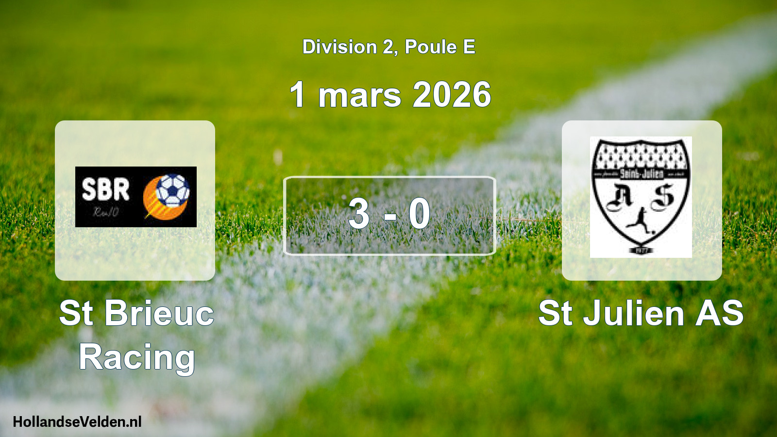 Gespeelde wedstrijd: St Brieuc Racing - St Julien AS 3 - 0 (1 maart 2026)