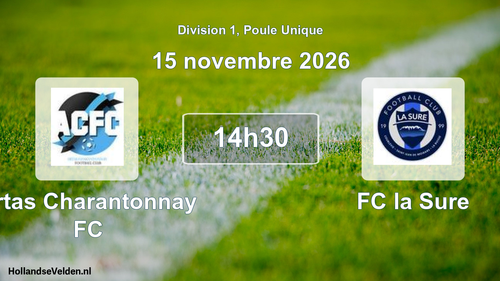 Match programmé: Artas Charantonnay FC - FC la Sure (15 novembre 2026)