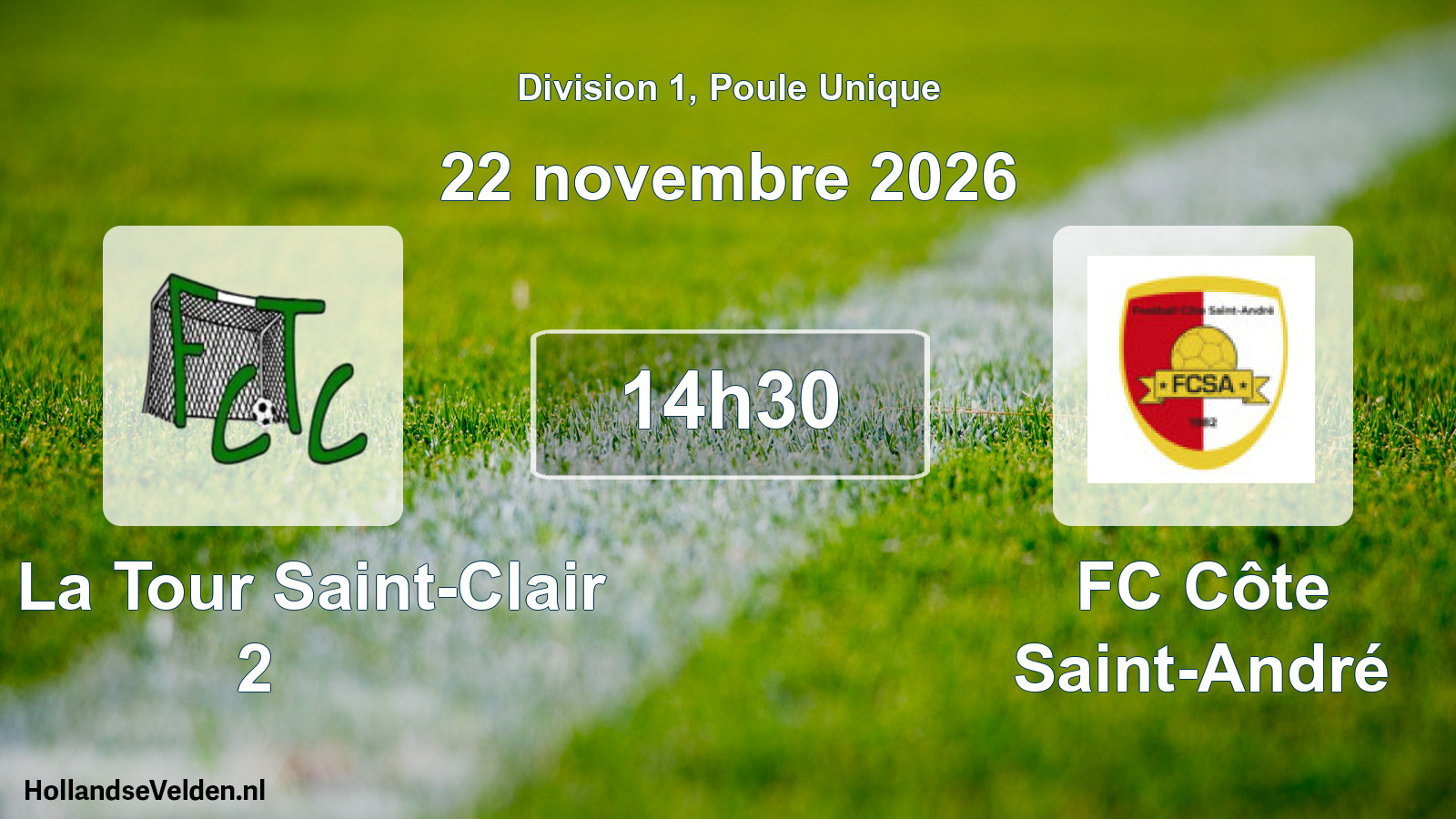 Scheduled Match: FC La Tour Saint-Clair 2 - FC Côte Saint-André (22 November 2026)