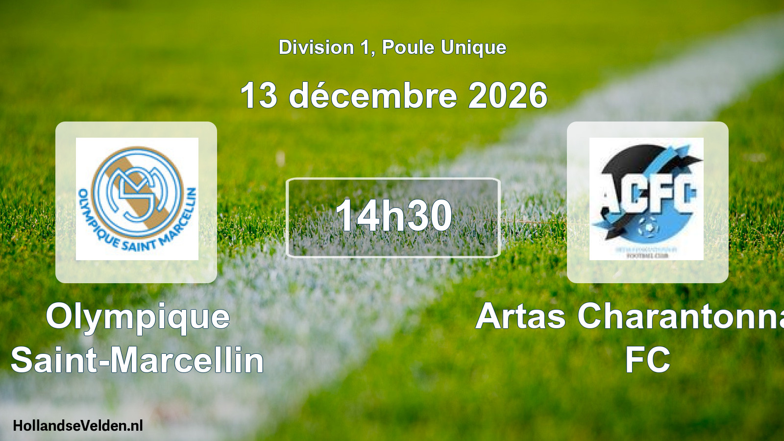 Match programmé: Olympique Saint-Marcellin - Artas Charantonnay FC (13 décembre 2026)