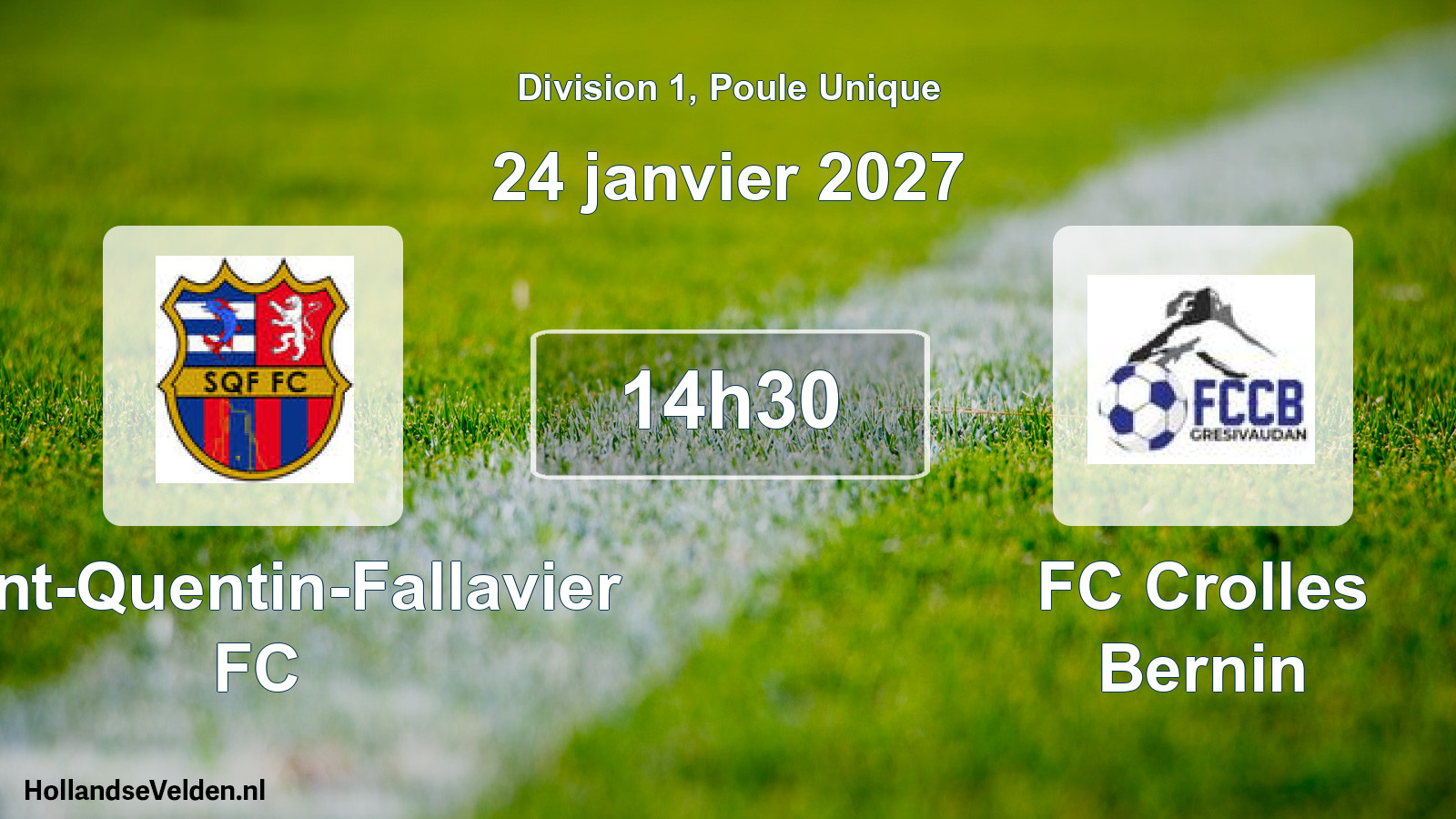 Match programmé: Saint-Quentin-Fallavier FC - FC Crolles Bernin (24 janvier 2027)