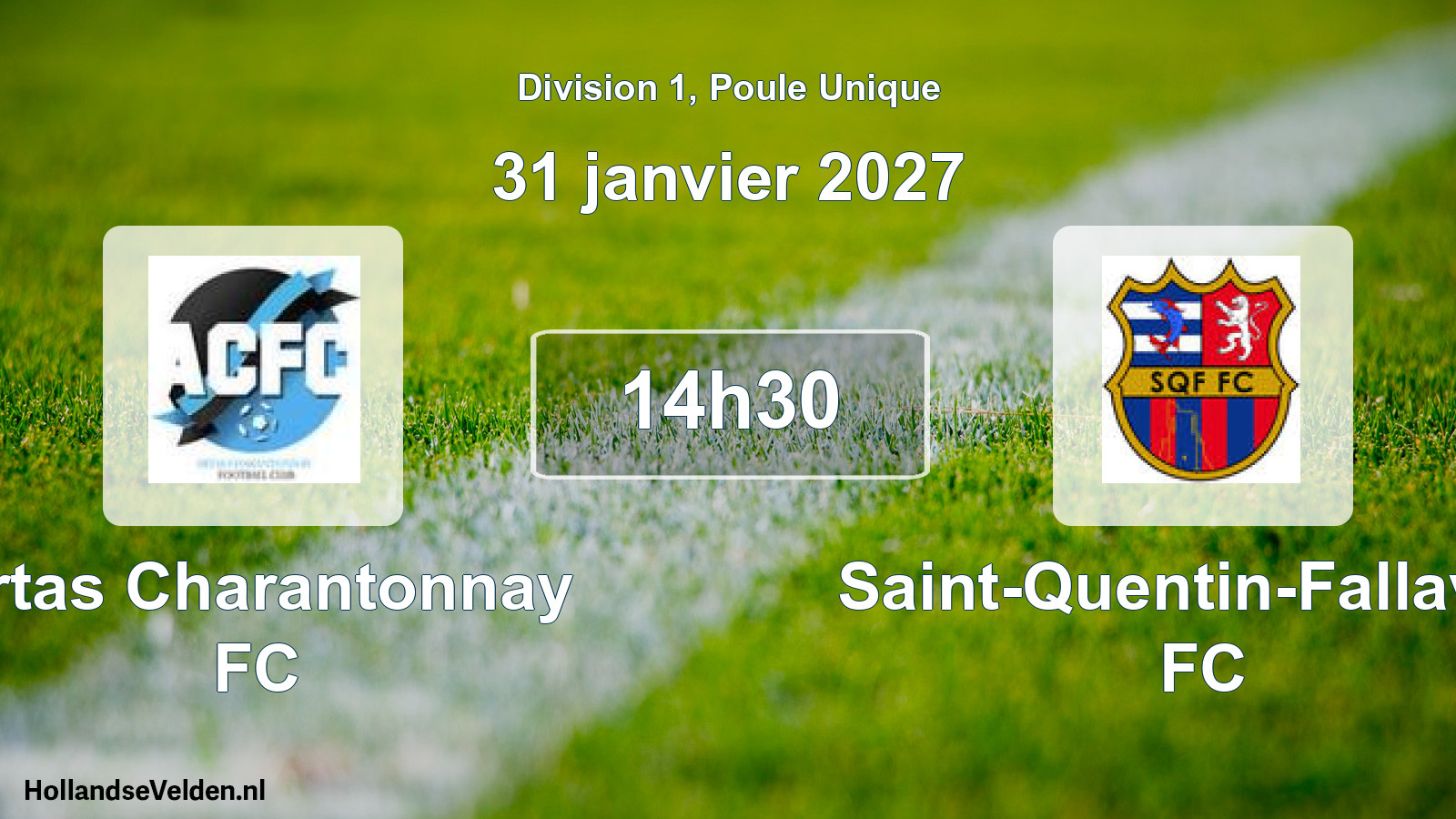 Match programmé: Artas Charantonnay FC - Saint-Quentin-Fallavier FC (31 janvier 2027)