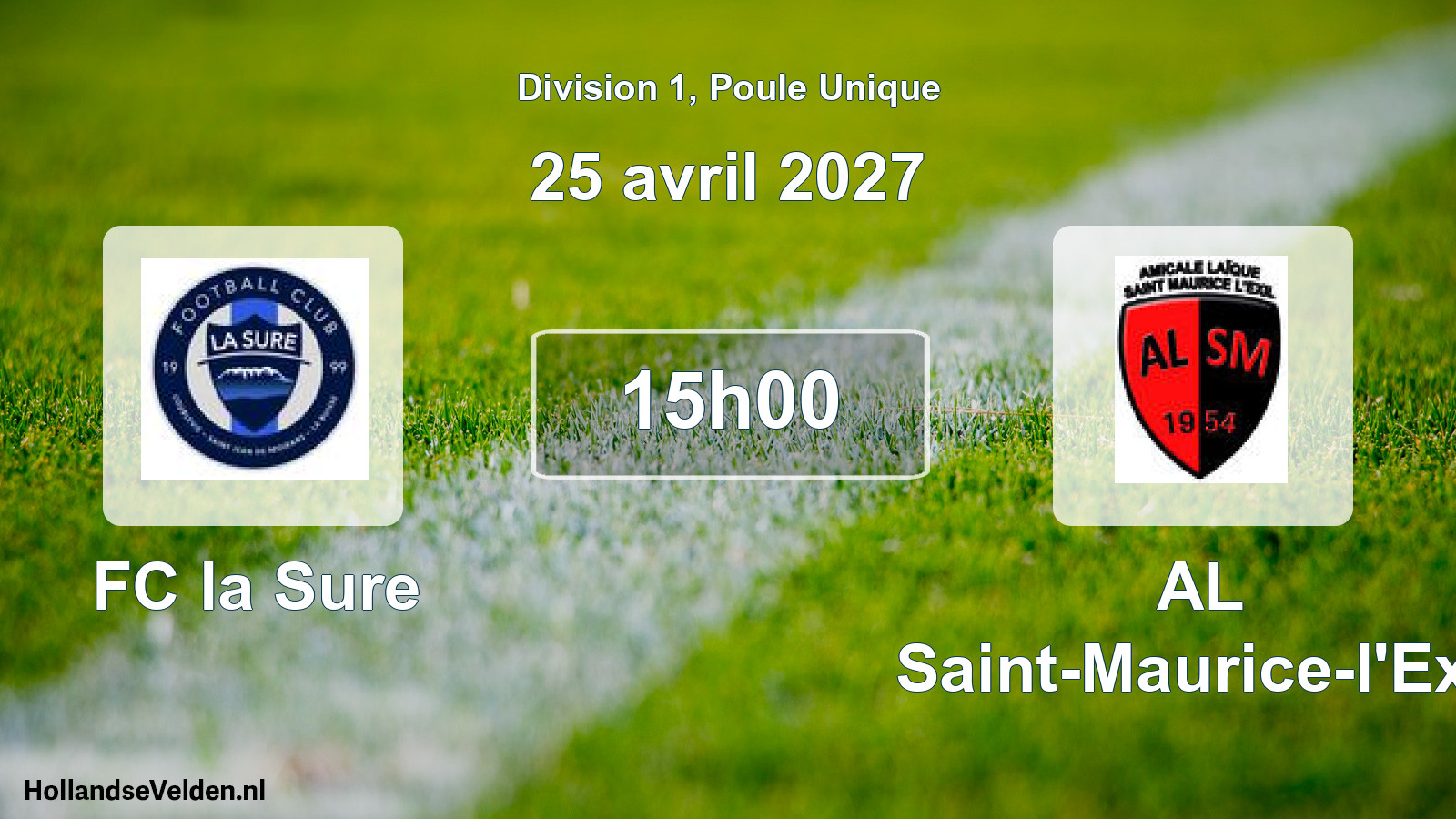 Match programmé: FC la Sure - AL Saint-Maurice-l'Exil (25 avril 2027)