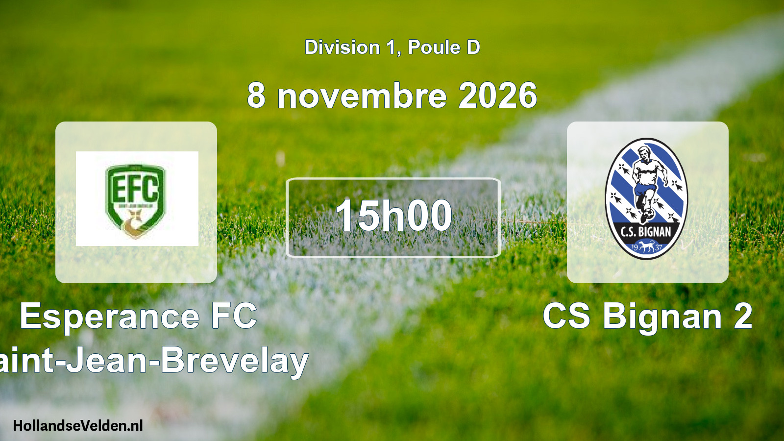 Match programmé: Esperance FC Saint-Jean-Brevelay - CS Bignan 2 (8 novembre 2026)