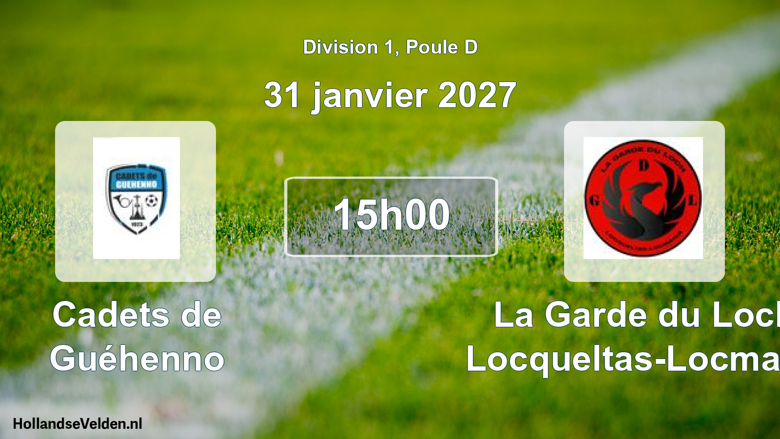 Match programmé: Cadets de Guéhenno - La Garde du Loch Locqueltas-Locmaria (31 janvier 2027)
