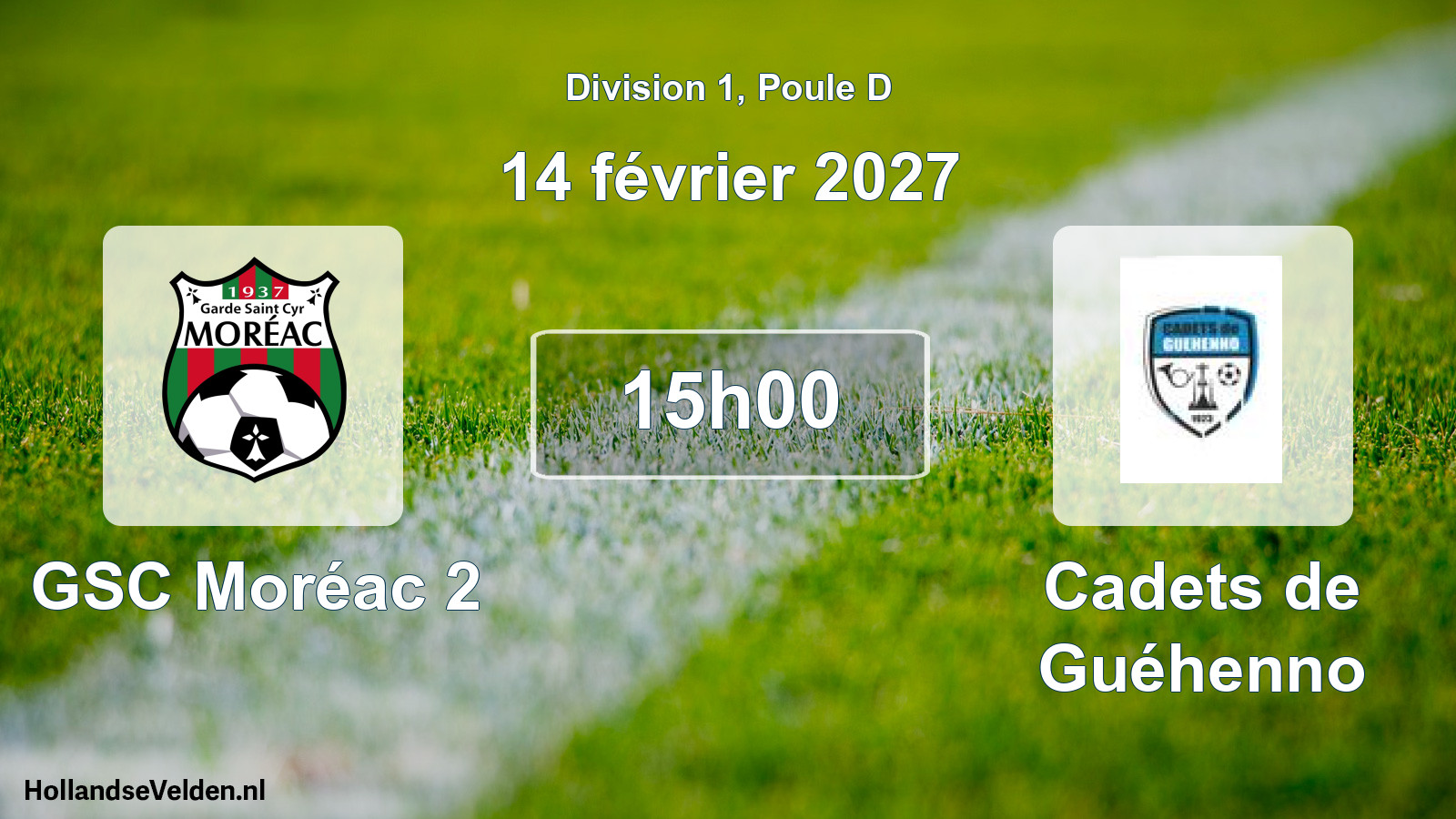 Match programmé: GSC Moréac 2 - Cadets de Guéhenno (14 février 2027)