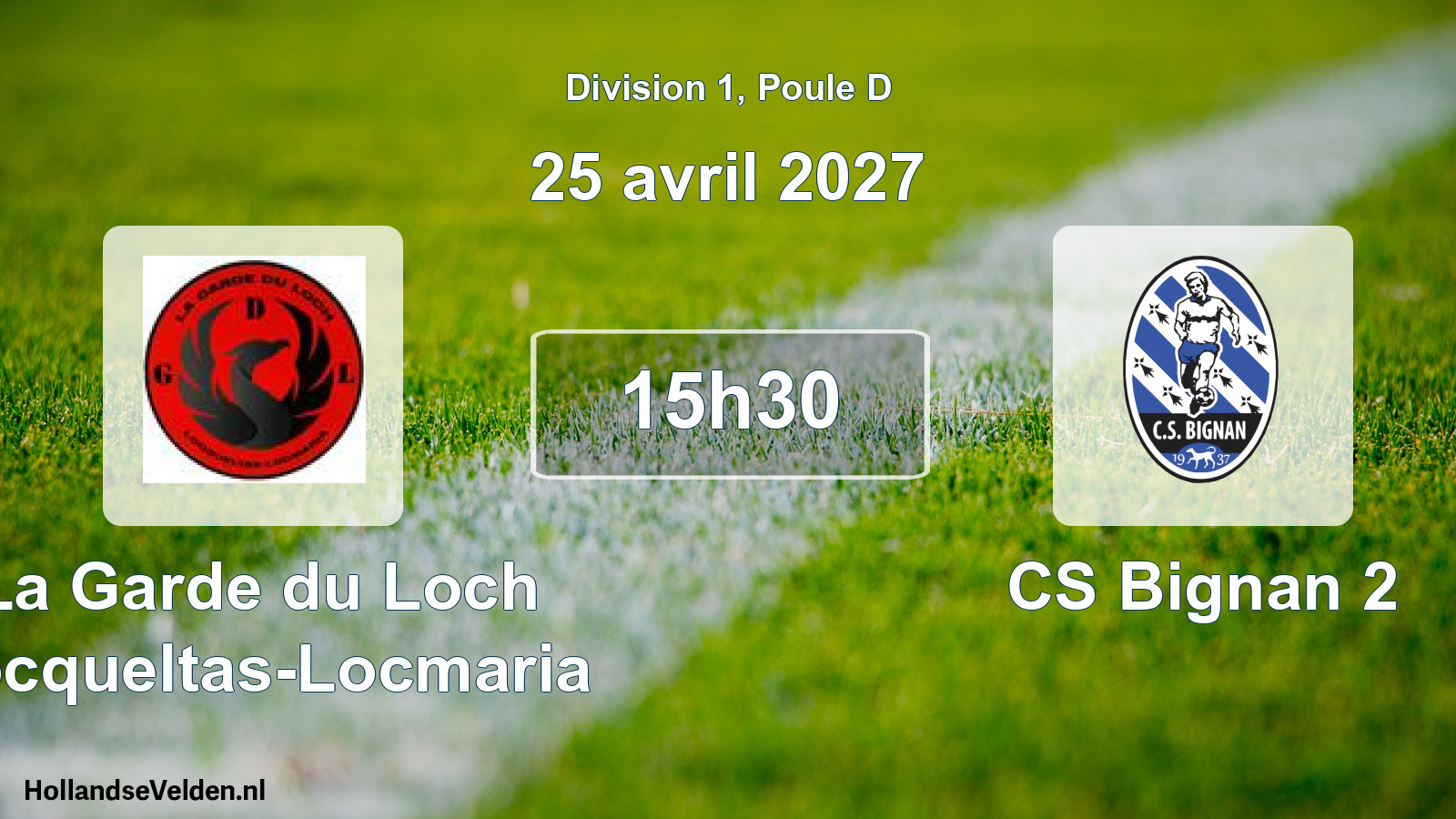 Match programmé: La Garde du Loch Locqueltas-Locmaria - CS Bignan 2 (25 avril 2027)