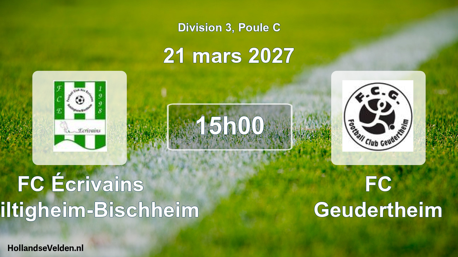 Match programmé: FC Écrivains Schiltigheim-Bischheim - FC Geudertheim (21 mars 2027)