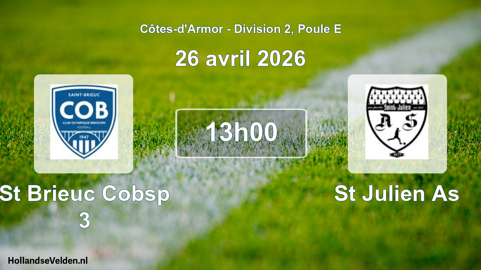 Scheduled Match: St Brieuc Cobsp 3 - St Julien As (26 April 2026)
