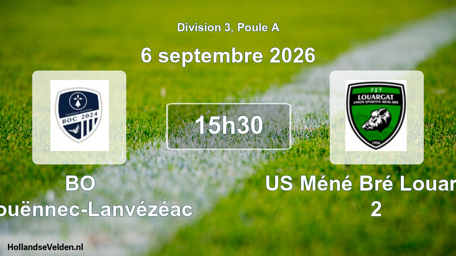 Match programmé: BO Caouënnec-Lanvézéac - US Méné Bré Louargat 2 (6 septembre 2026)