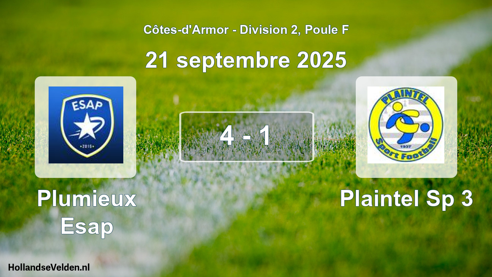 Total number of matches played: Plumieux Esap - Plaintel Sp 3 4 - 1 (21 September 2025)