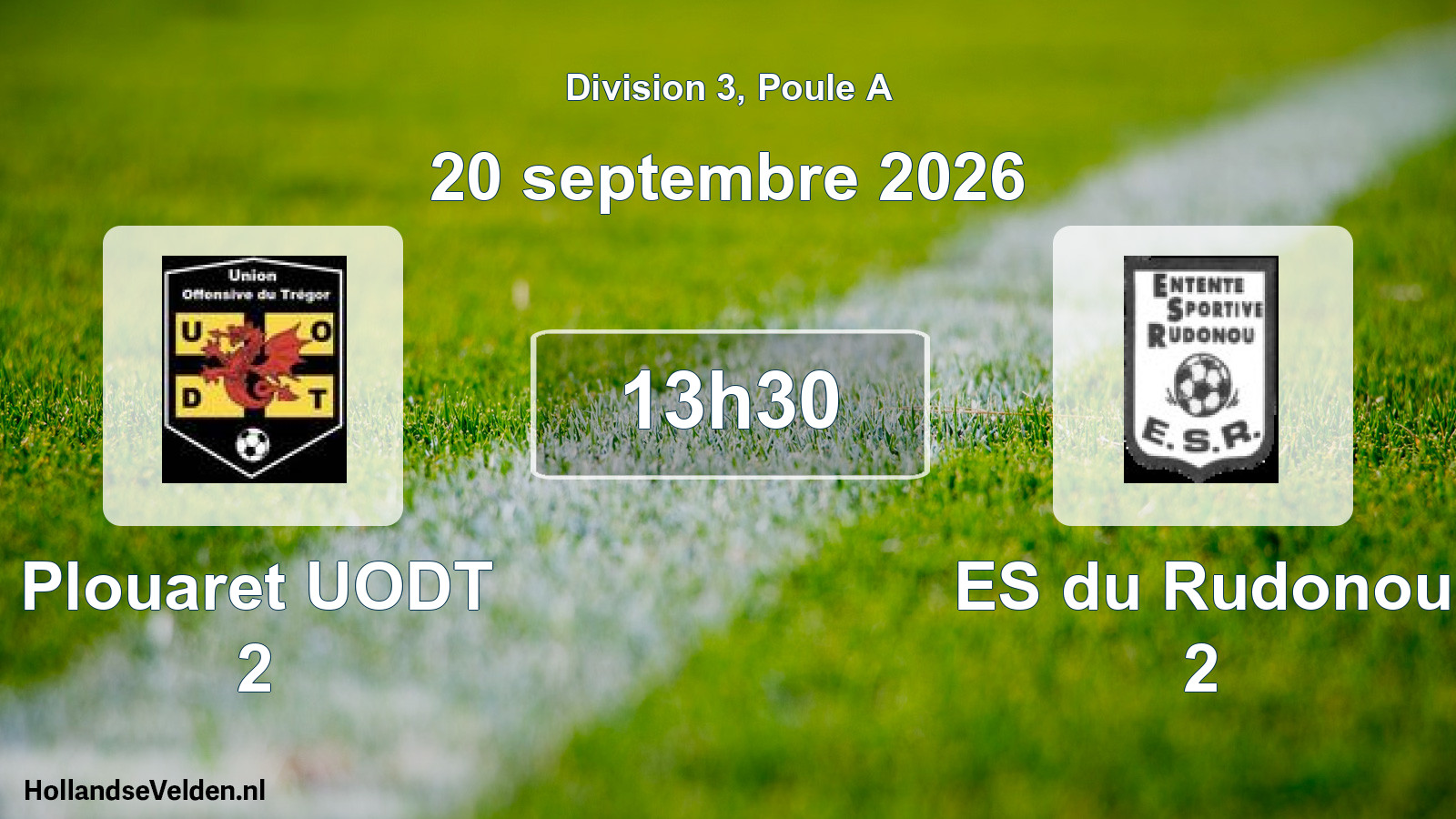 Match programmé: Plouaret UODT 2 - ES du Rudonou 2 (20 septembre 2026)