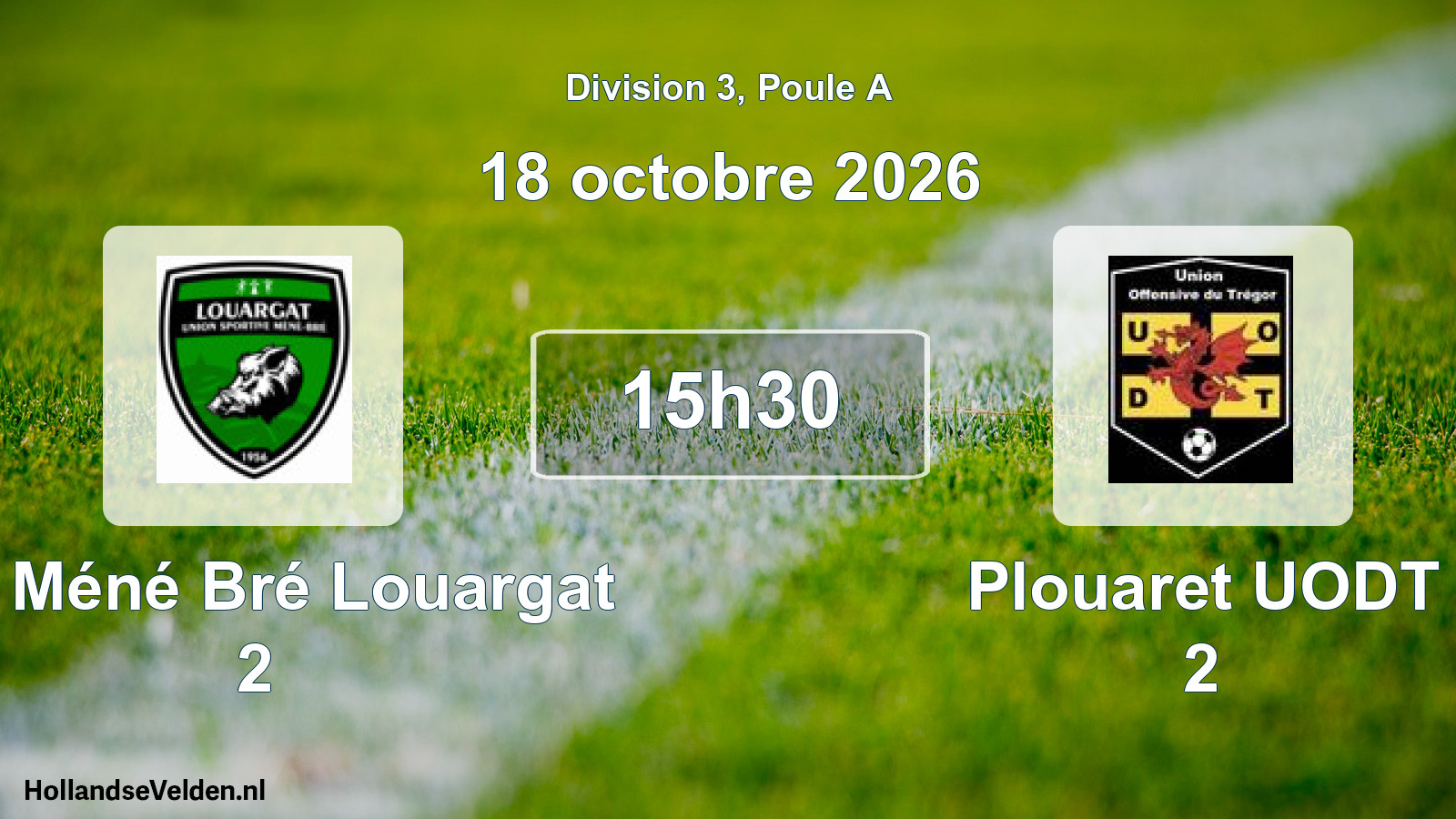 Match programmé: US Méné Bré Louargat 2 - Plouaret UODT 2 (18 octobre 2026)
