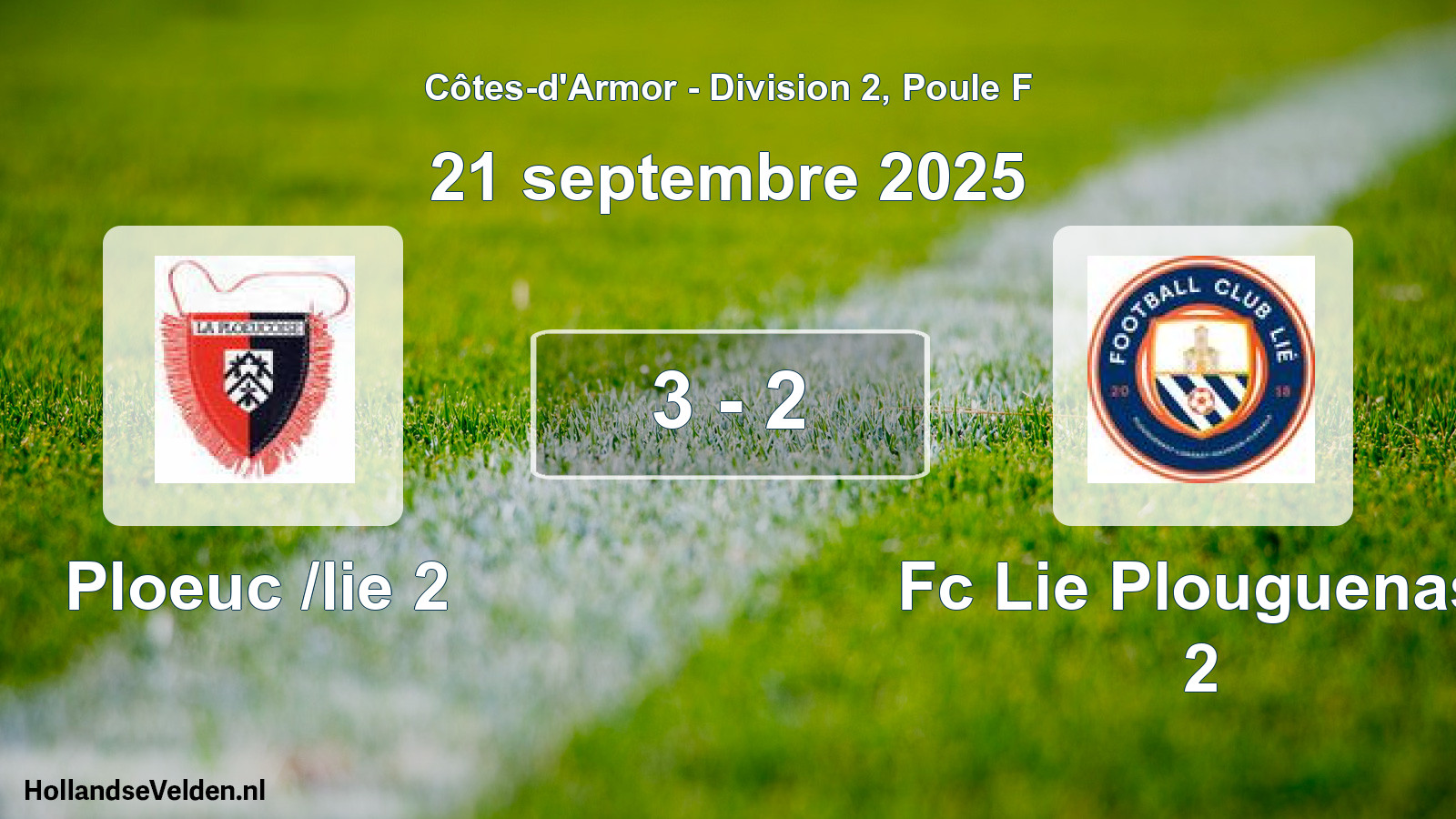 Gespeelde wedstrijd: Ploeuc /lie 2 - Fc Lie Plouguenast 2 3 - 2 (21 septembre 2025)