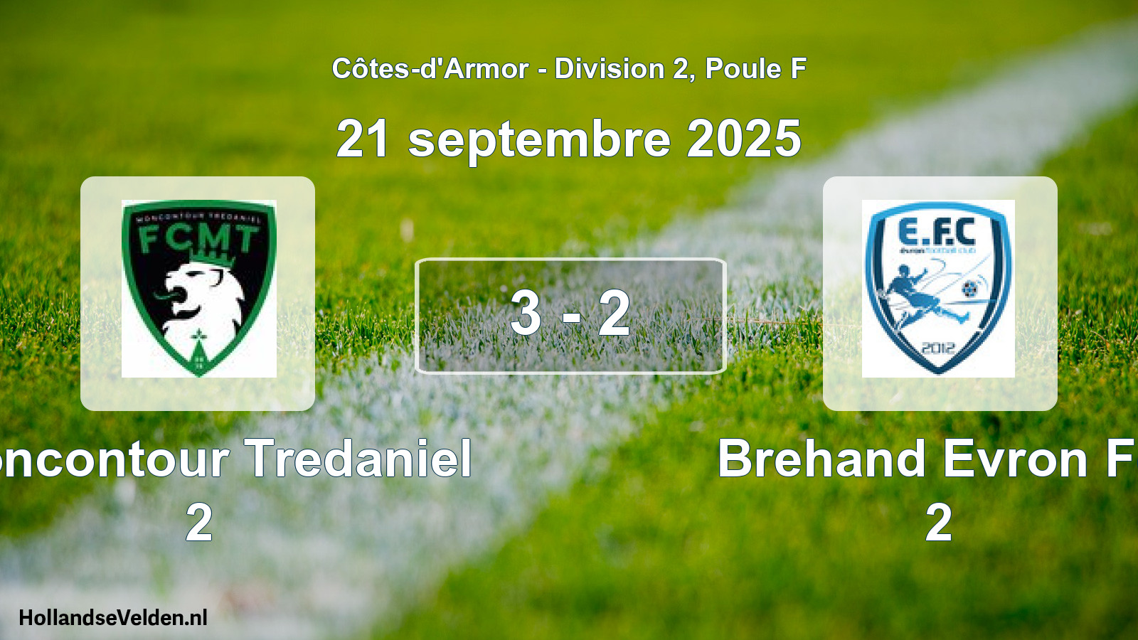 Total number of matches played: Moncontour Tredaniel 2 - Brehand Evron Fc 2 3 - 2 (21 September 2025)