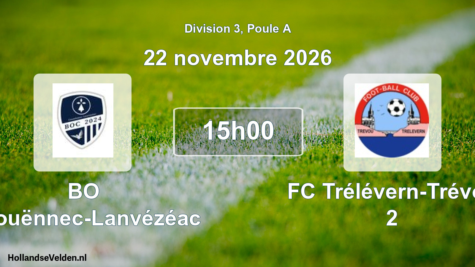 Match programmé: BO Caouënnec-Lanvézéac - FC Trélévern-Trévou 2 (22 novembre 2026)