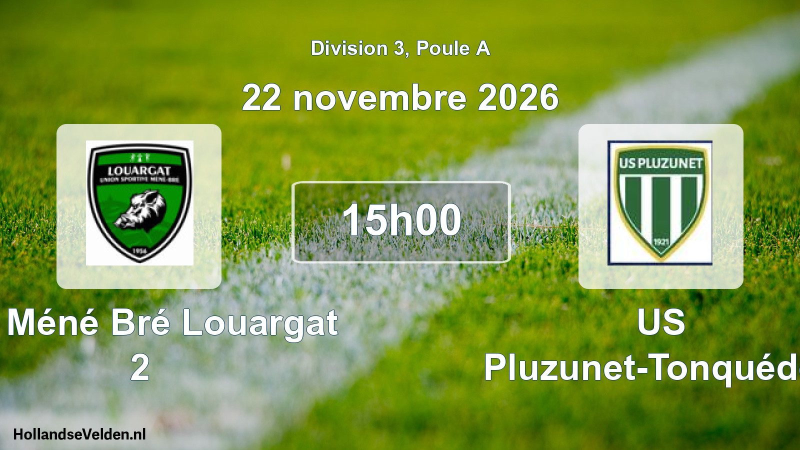 Match programmé: US Méné Bré Louargat 2 - US Pluzunet-Tonquédec (22 novembre 2026)