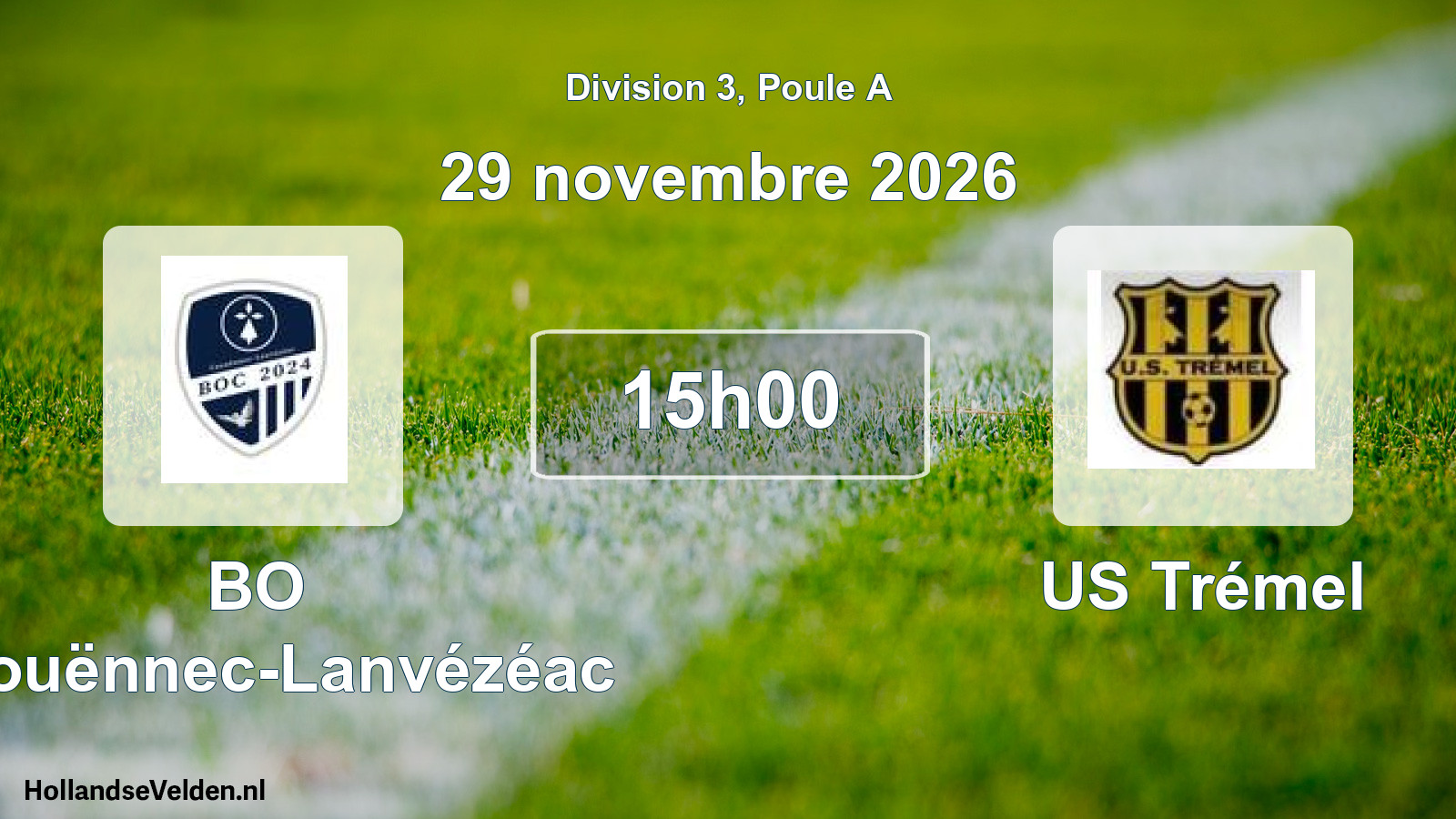 Match programmé: BO Caouënnec-Lanvézéac - US Trémel (29 novembre 2026)