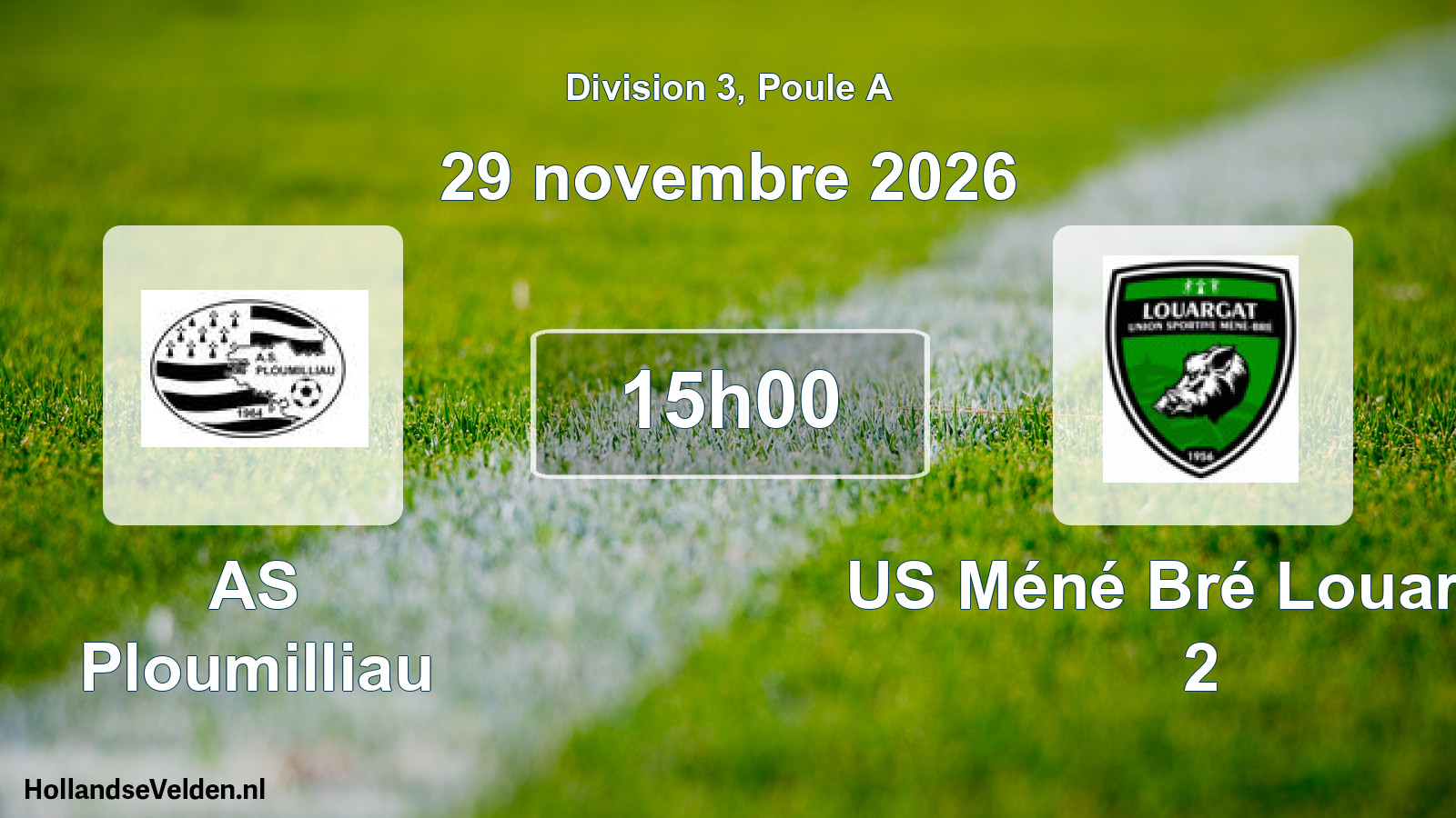 Match programmé: AS Ploumilliau - US Méné Bré Louargat 2 (29 novembre 2026)